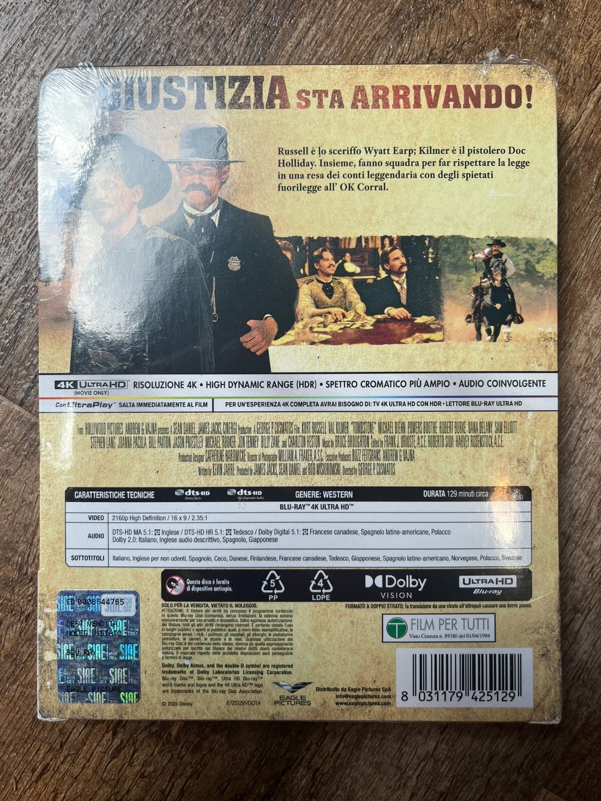 Tombstone w. Steelbook (4K UHD Blu-ray, 1993, EU Import, Region Free) *NEW*