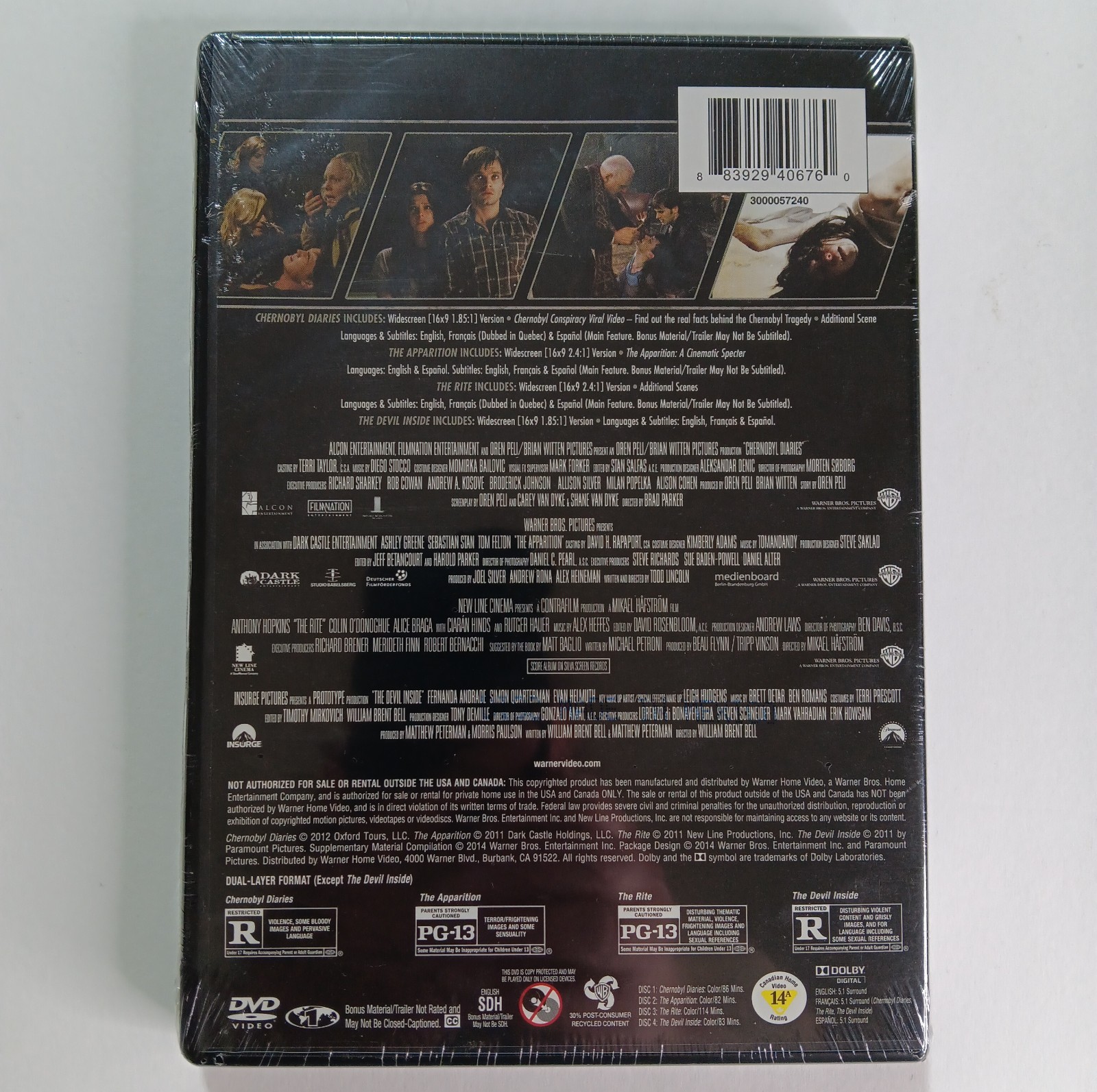 Horrifying Thrills: 4 Film Favorites (DVD 2014) Chernobyl Apparition Rite Devil