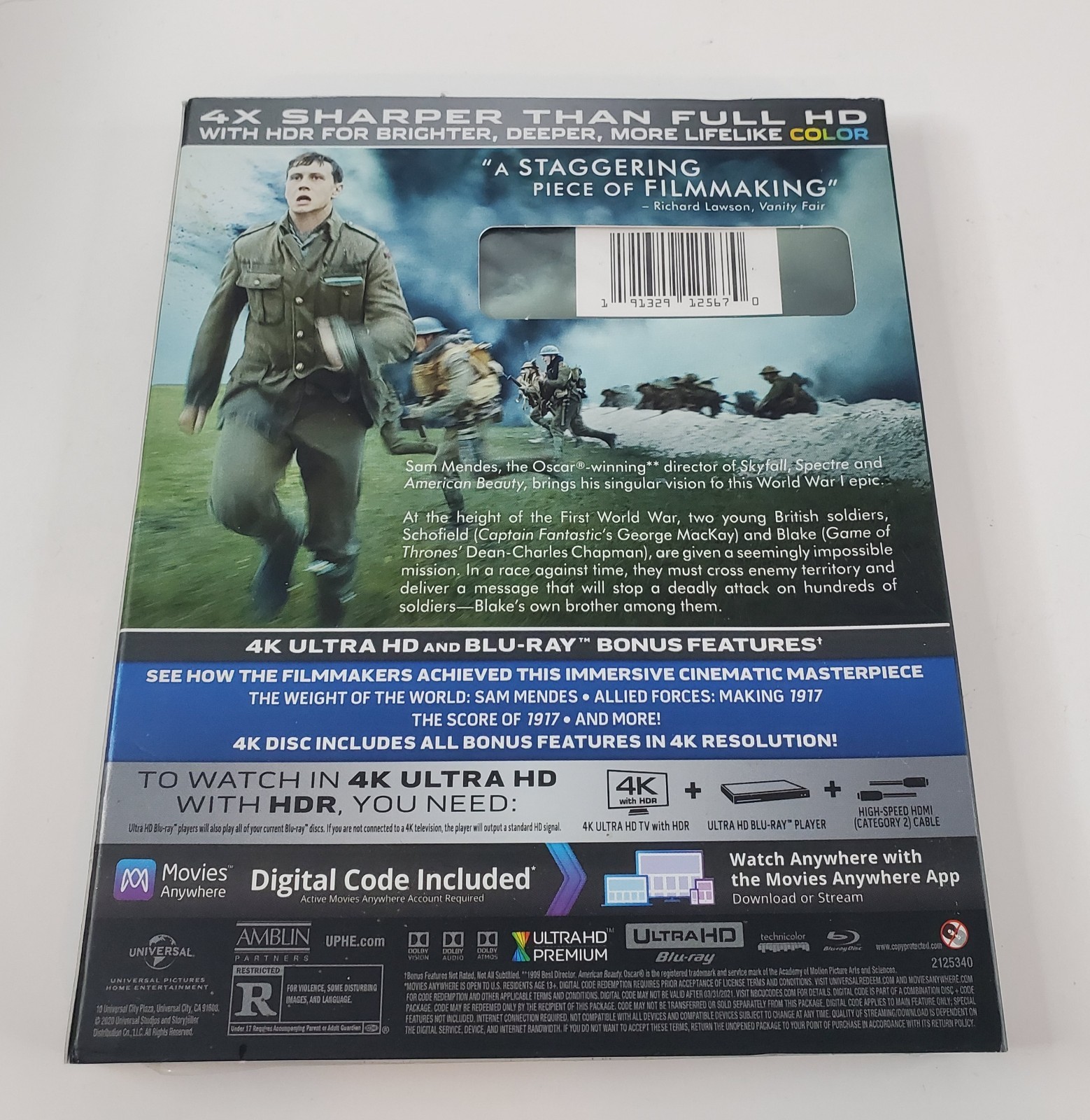 1917 (4k Ultra HD, Blu-ray, Digital 2019) w/ Slipcover