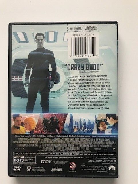 Star Trek: Into Darkness (DVD, 2013), Widescreen format, PG-13, 131 Min, 