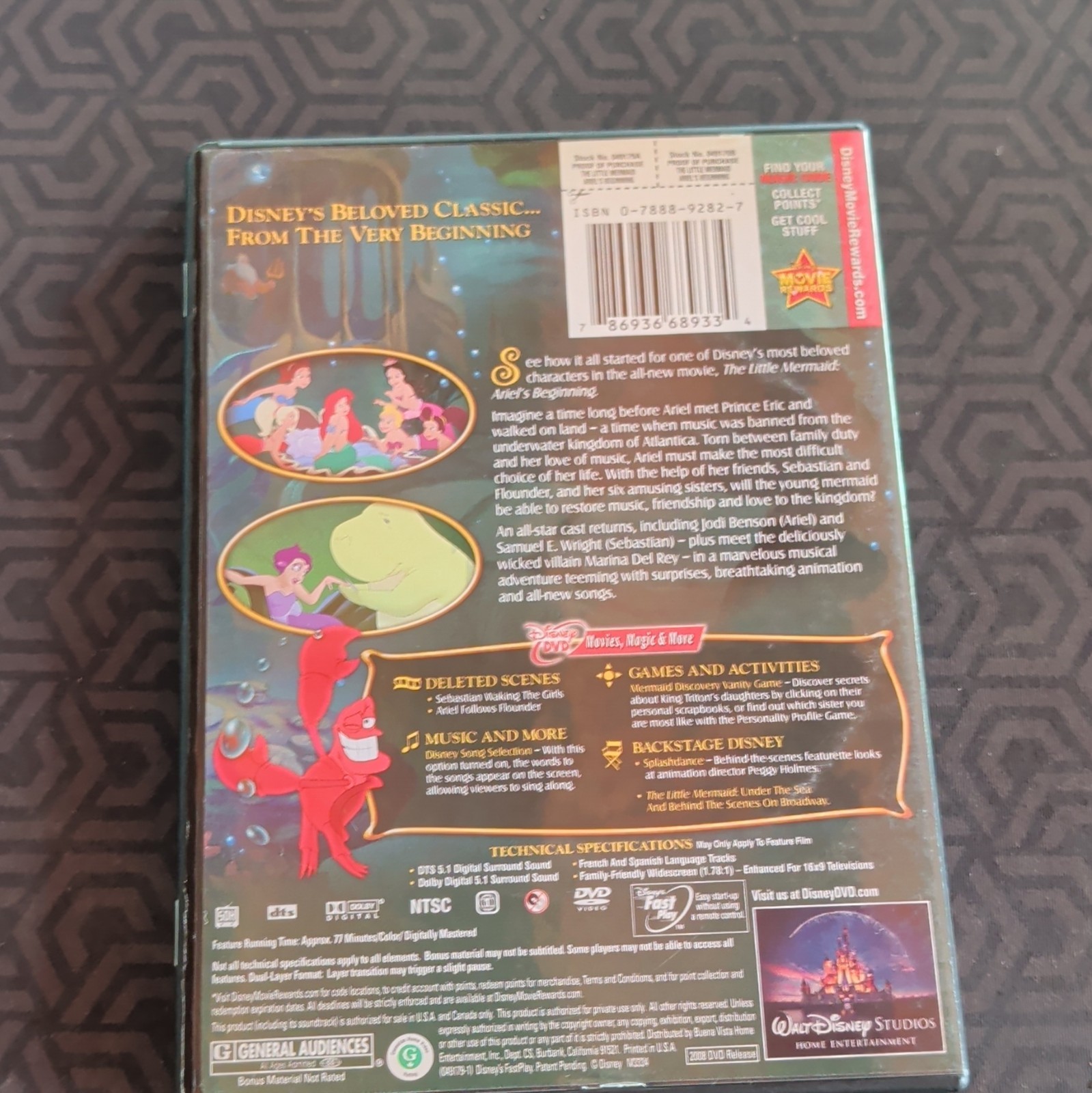 Walt Disney Studios The Little Mermaid: Ariel’s Beginning (2008) DVD G 77 Min