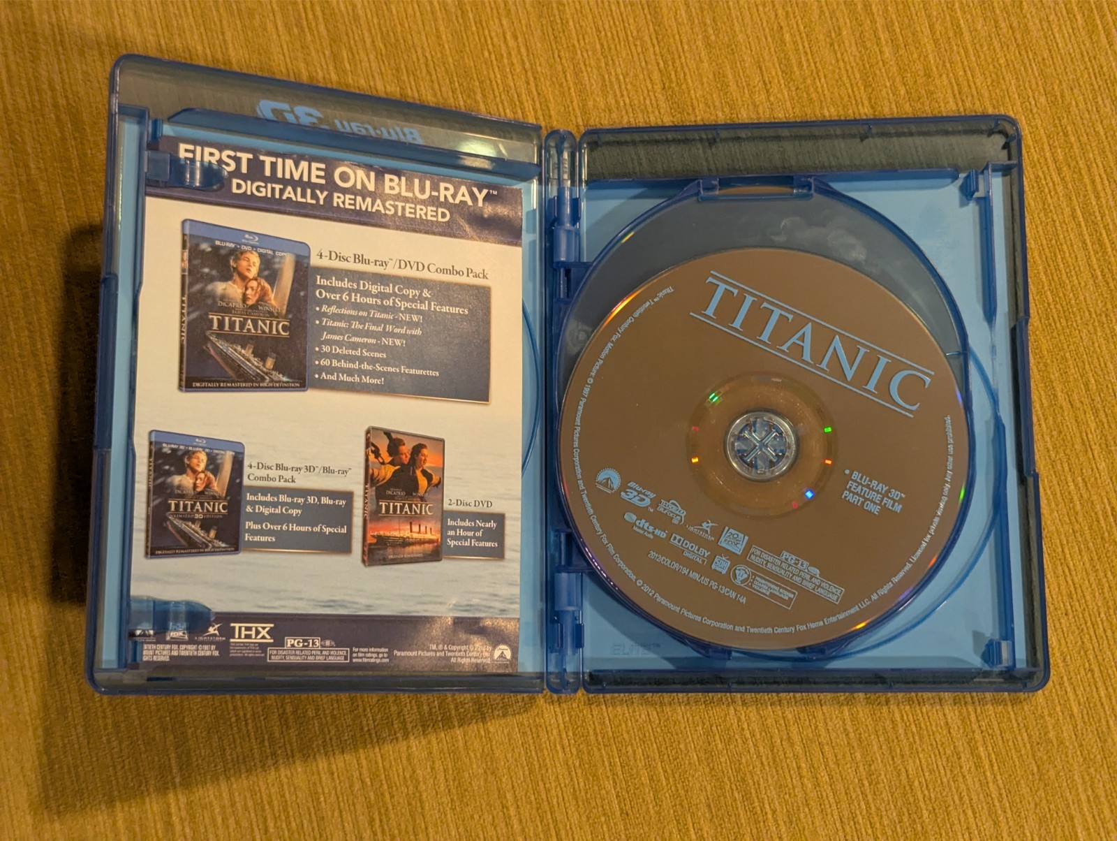 Titanic 3D Limited Edition (Blu-ray 3D, 2012, 3-Disc Set) w/ Slipcover (No 2D)