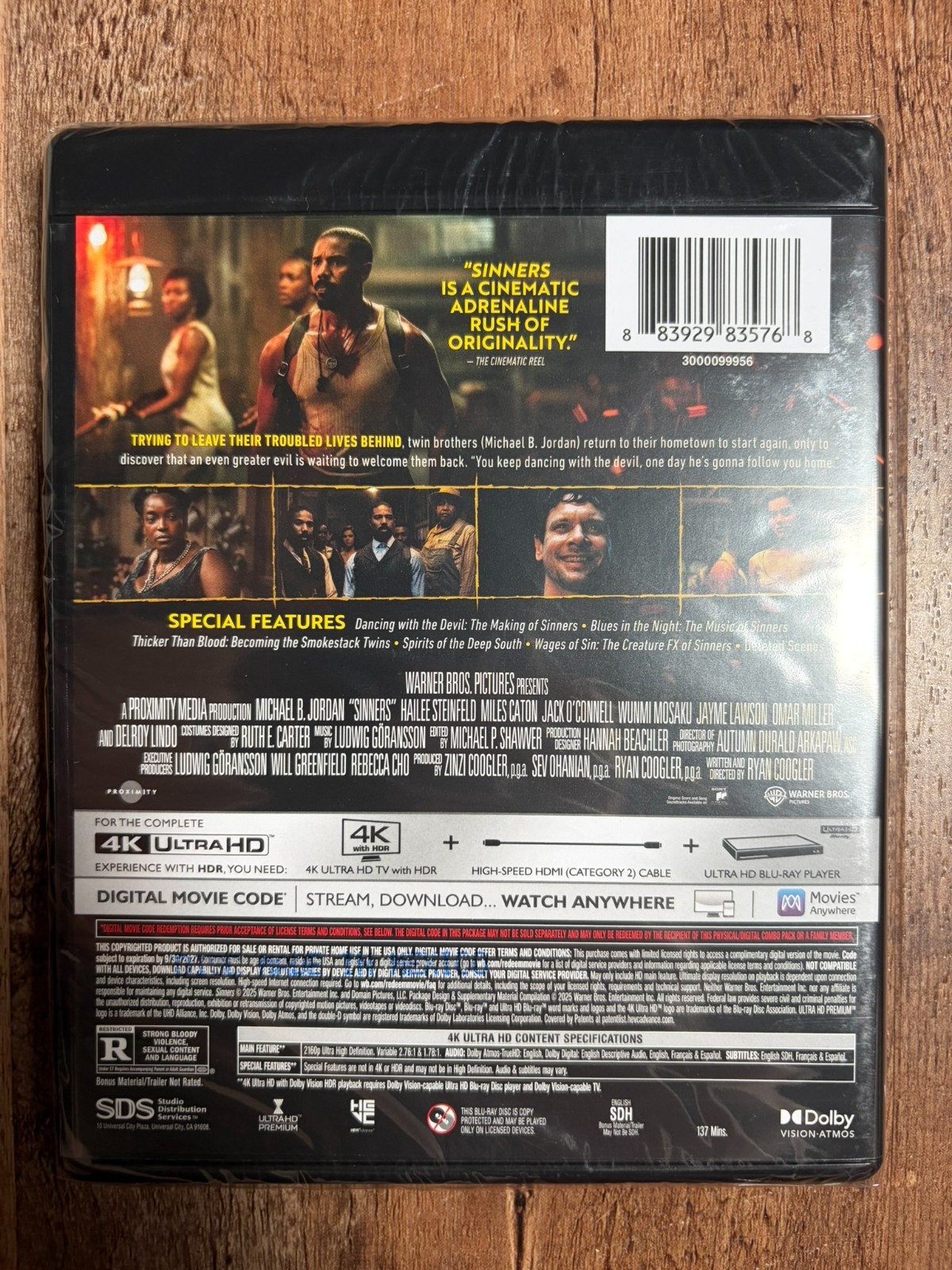 Sinners (4K UHD Blu-ray + Digital, 2025, Region Free) *BRAND NEW/SEALED*