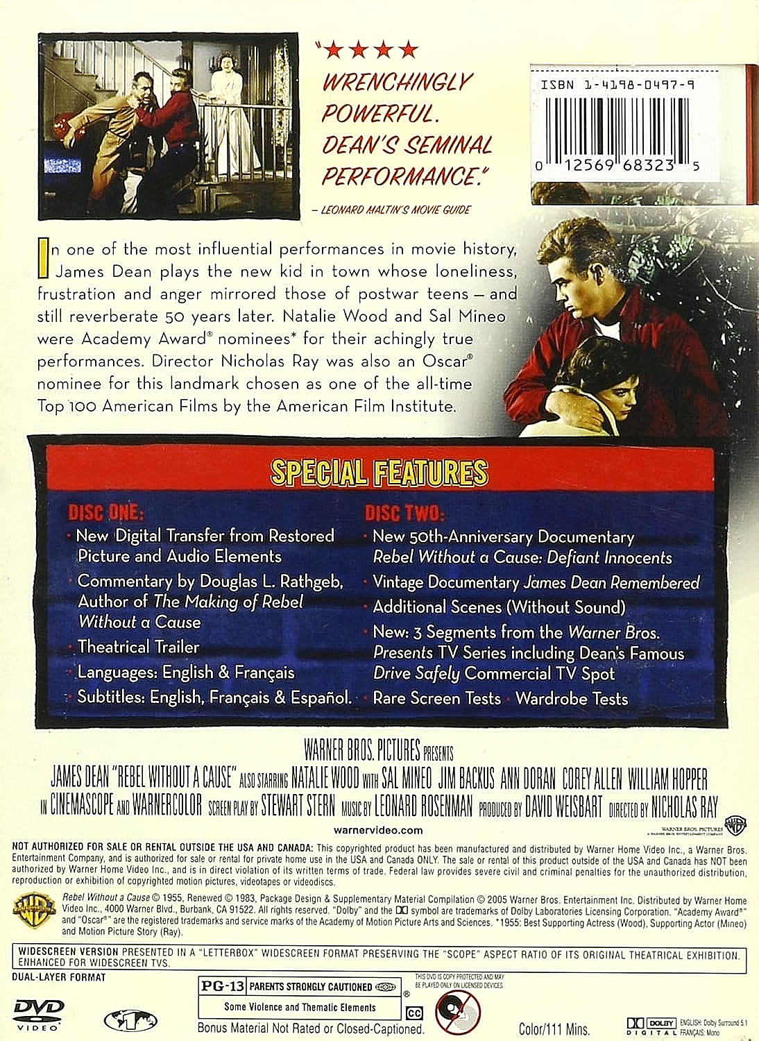 Rebel Without a Cause (2 DVD Disc Special Edition 2005) 111 min. PG13 • Sealed
