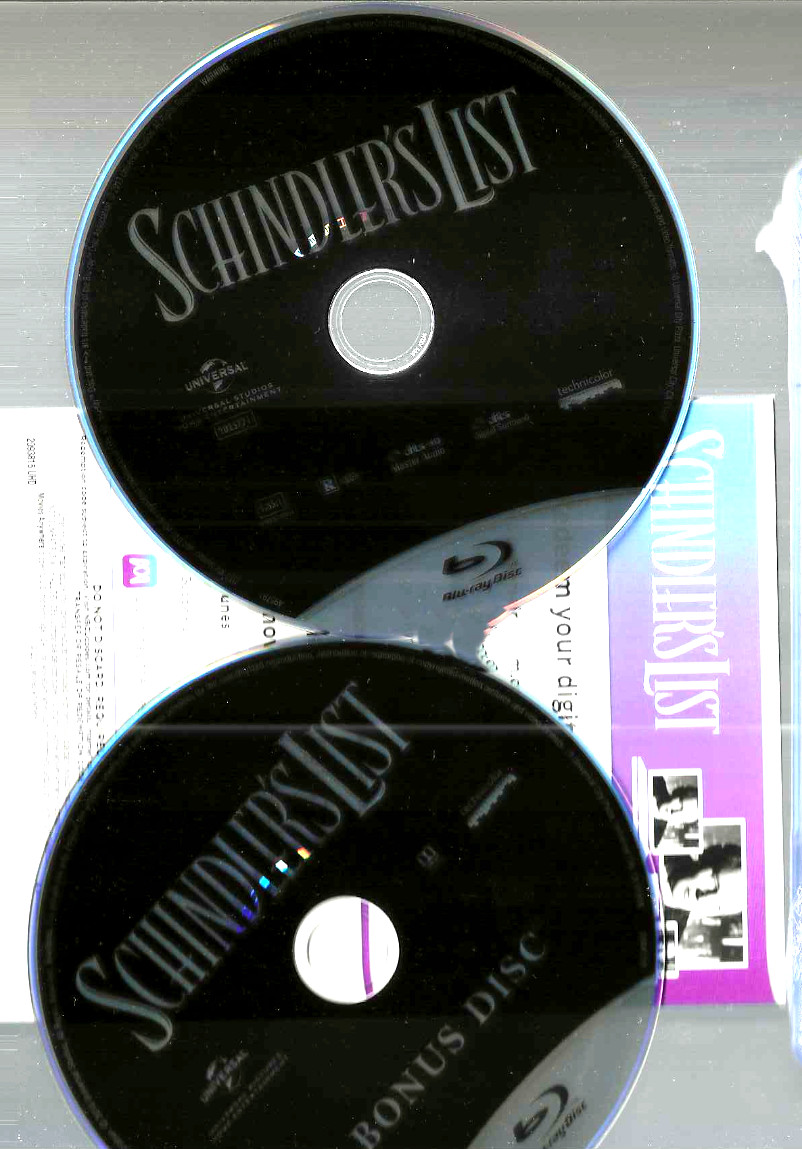 Schindler’s List Blu-ray+bonus disc+digital (may be expired) generic case