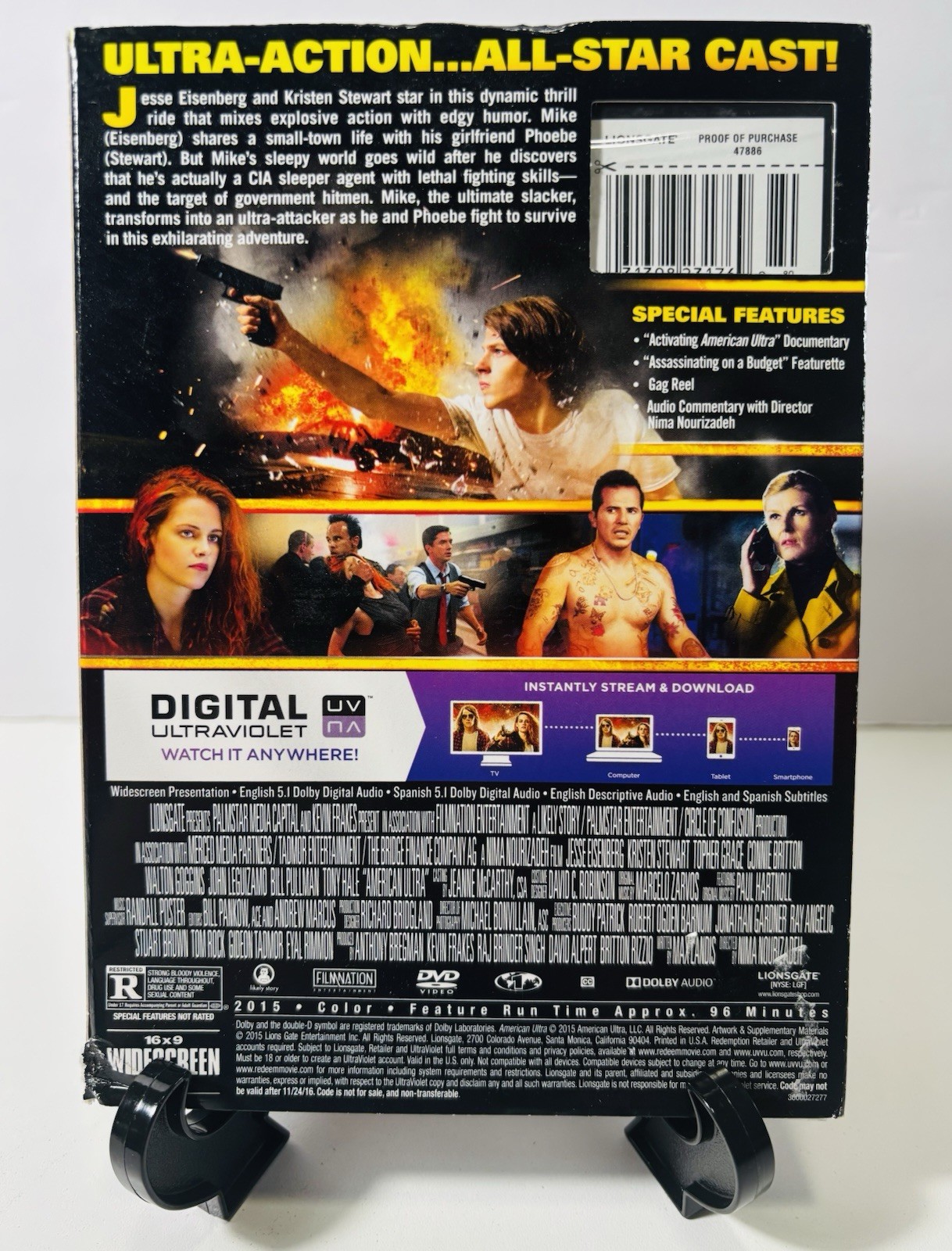American Ultra (DVD & Digital, 2015) Action Comedy w/Slipcover NEW & SEALED