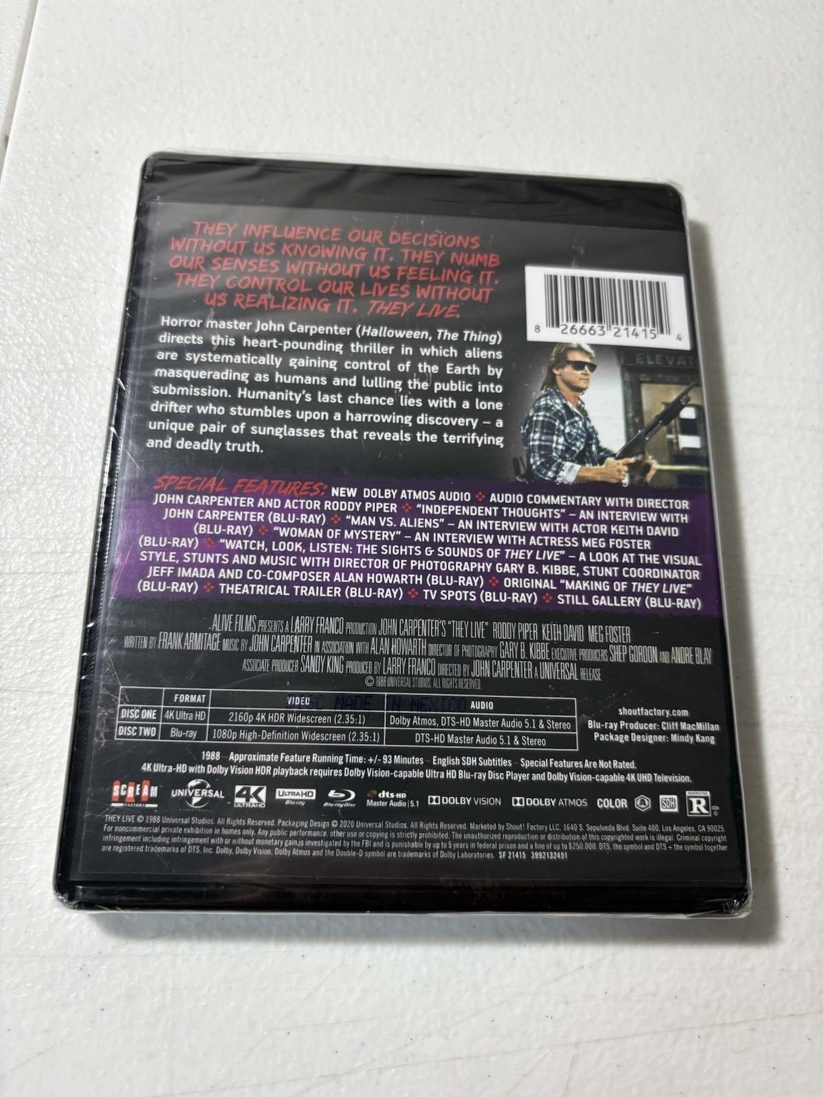 They Live (Ultra HD, 1988) 4k Blu-ray Scream Factory New Sealed
