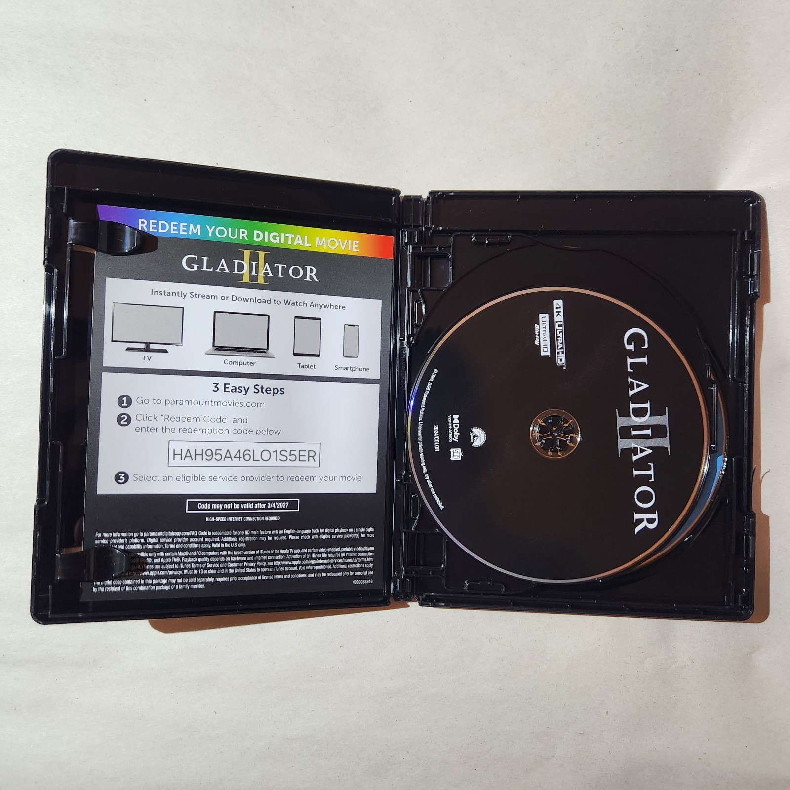 Gladiator 2 – 4k Ultra HD + Blu Ray + *Digital