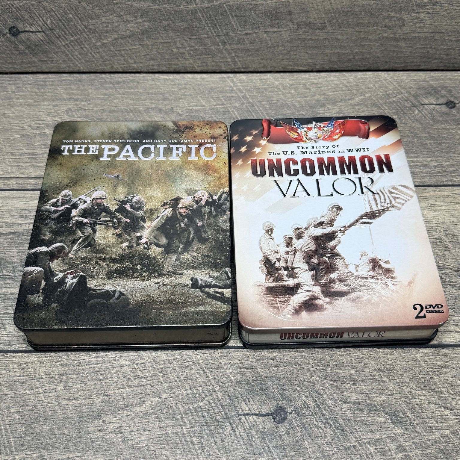 The Pacific / Uncommon Valor WWII DVD Set HBO Tom Hanks Spielberg Tin Case