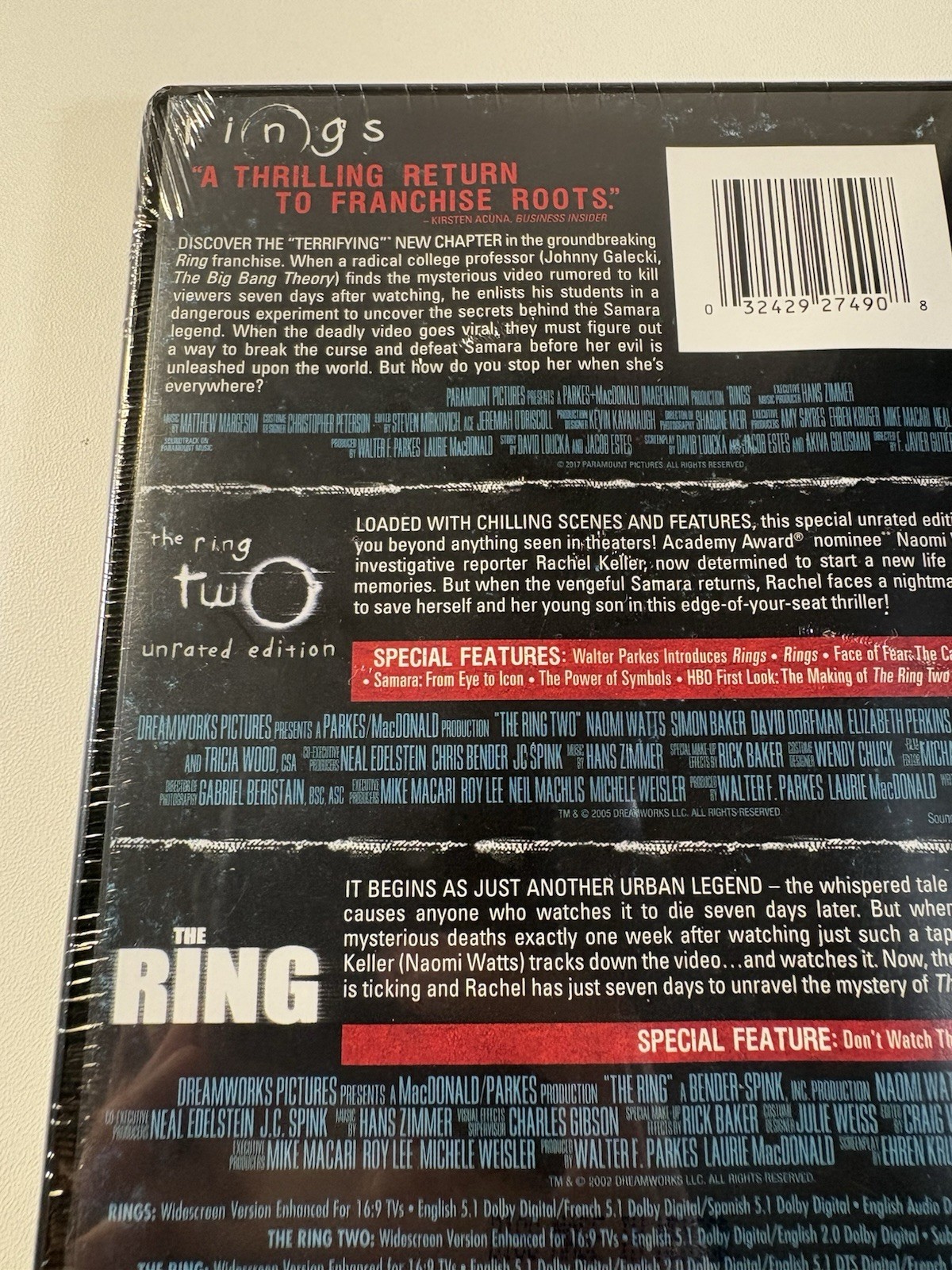 The Ring – 3 Movie Collection «The Ring / The Ring Two / Rings’ (DVD) NEW