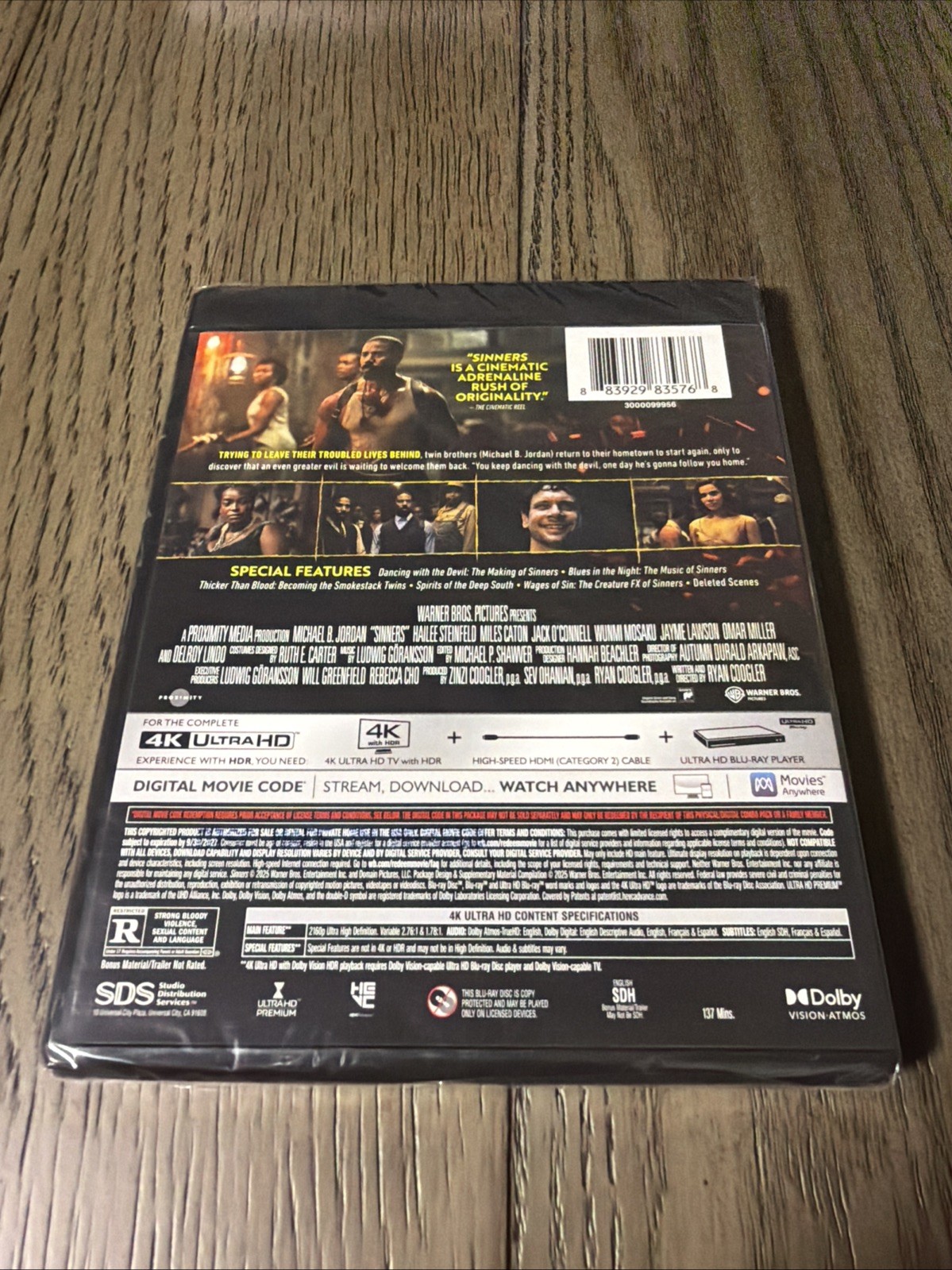 Sinners (4K UHD Blu-ray + Digital, 2025, Region Free) *BRAND NEW/SEALED*