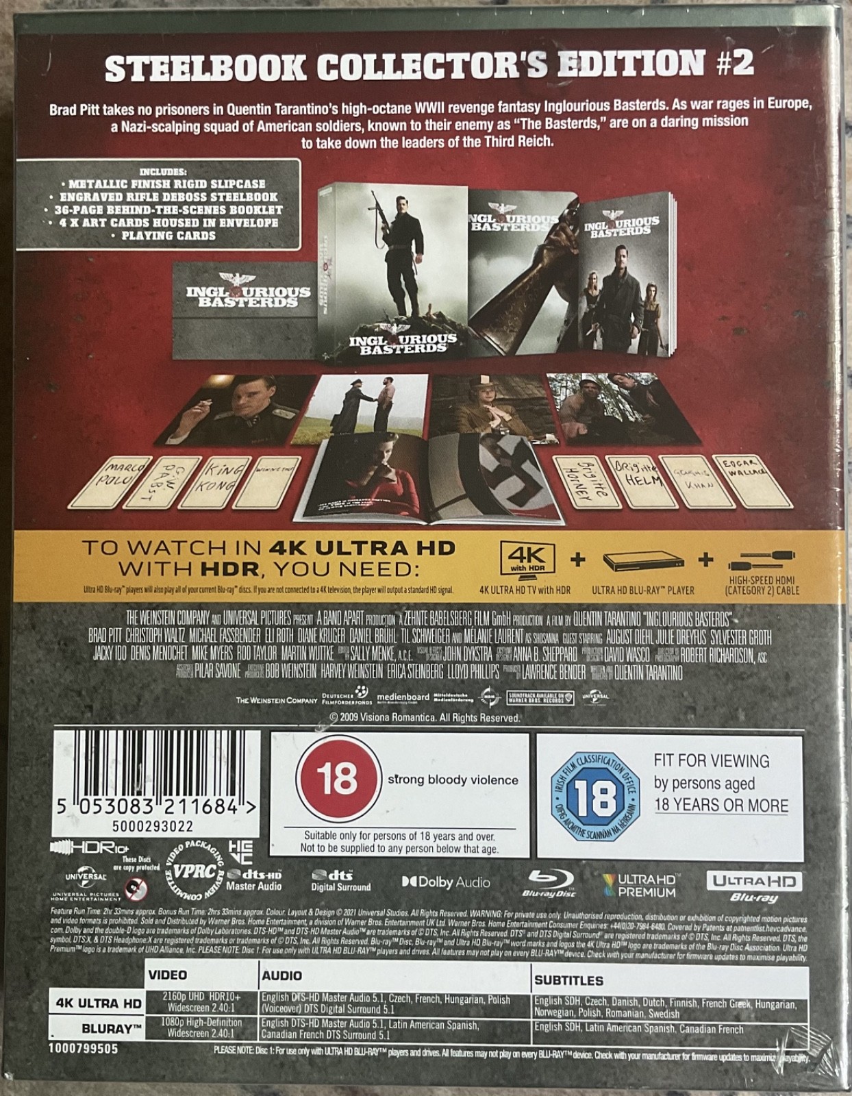 Inglourious Basterds (Collector’s Edition #2; 4K Region-Free Steelbook) (2009)