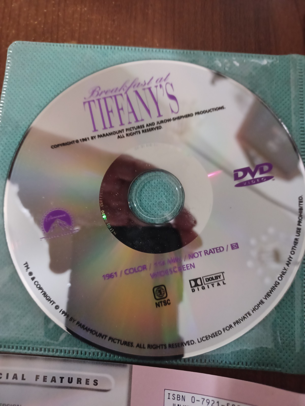 Breakfast at Tiffanys (DVD & Artwork ONLY) disc Like NEW