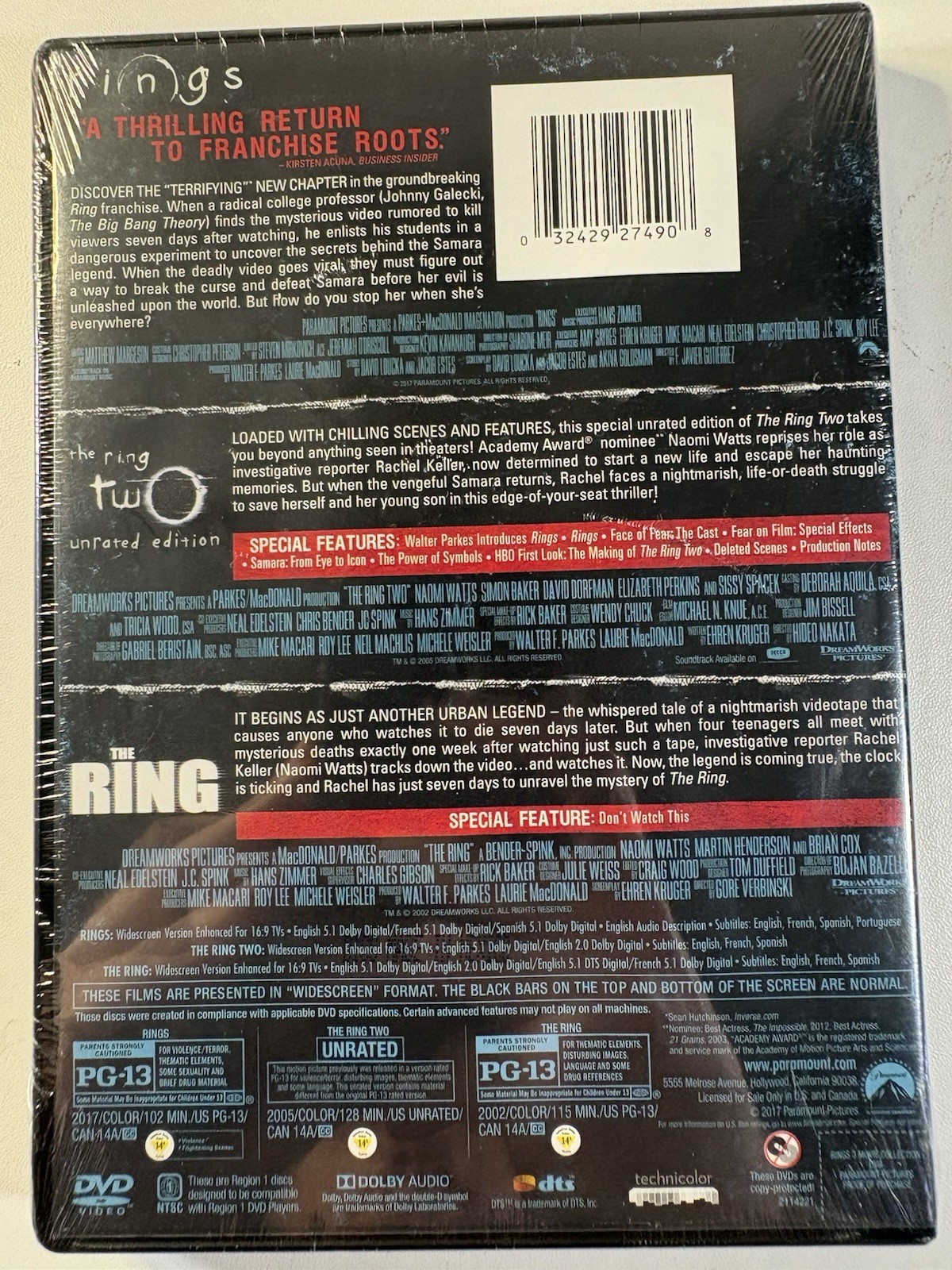 The Ring – 3 Movie Collection «The Ring / The Ring Two / Rings’ (DVD) NEW