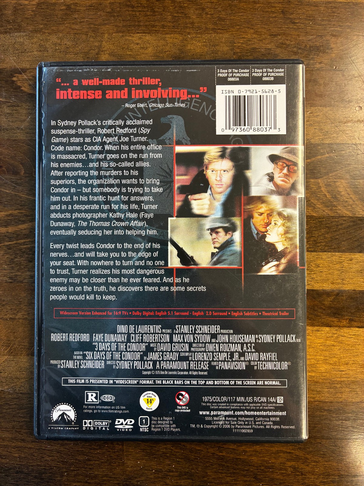 Three Days of the Condor (DVD, 1975)