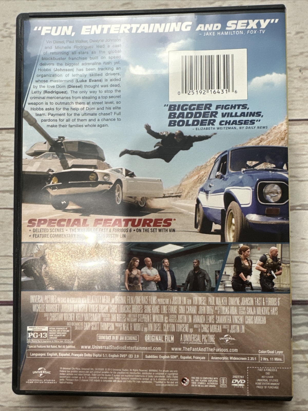 Fast & Furious 6 – DVD By Vin Diesel,Paul Walker,Dwayne Johnson – VERY GOOD