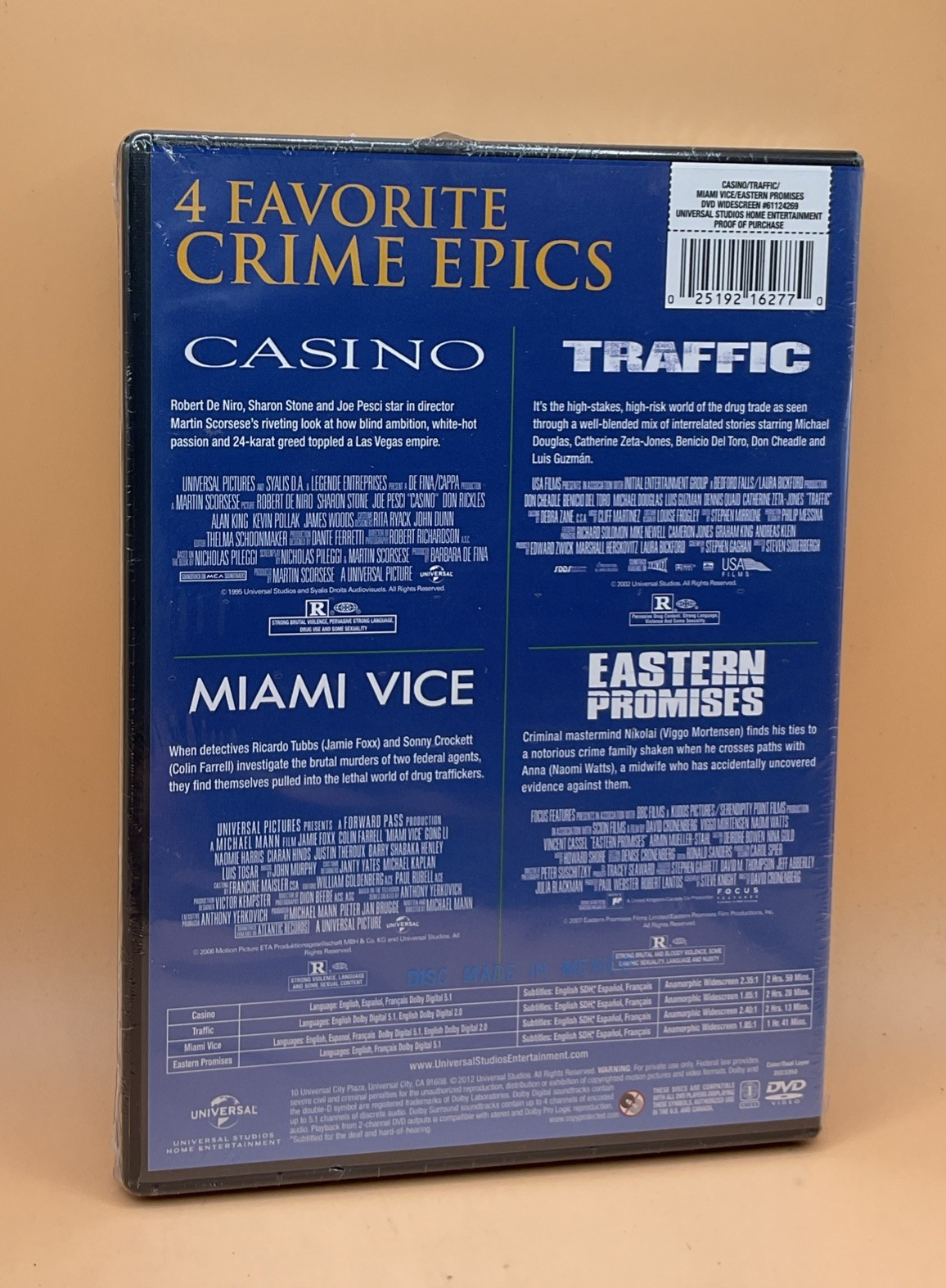 Casino / Traffic / Miami Vice / Eastern Promises DVD 2012 4-Disc Set *SEALED*