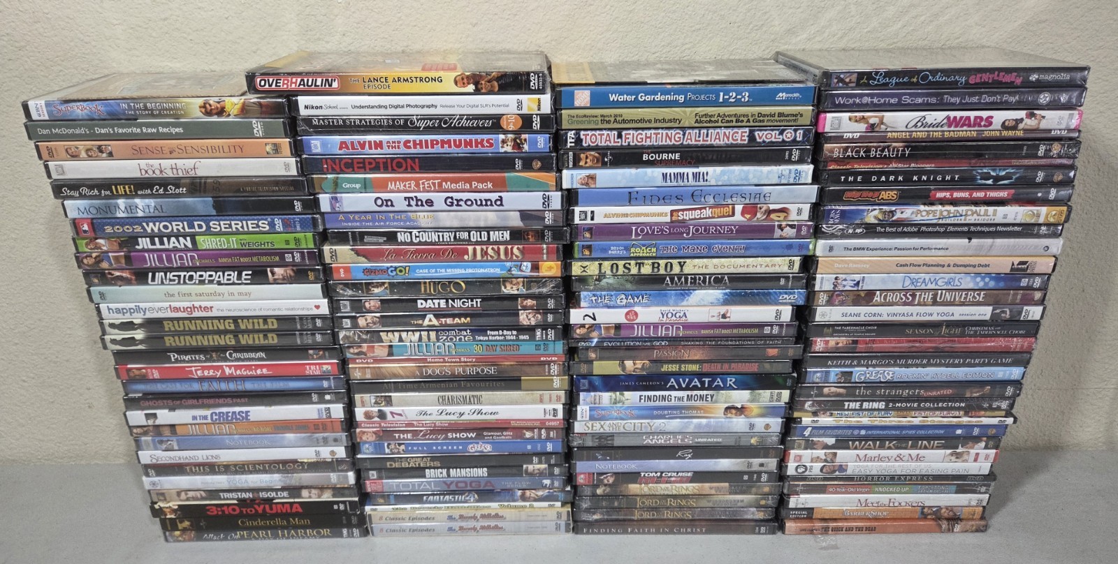 121 SEALED DVD Lot Many Genres Movies Assorted Action Drama Comedy Workout