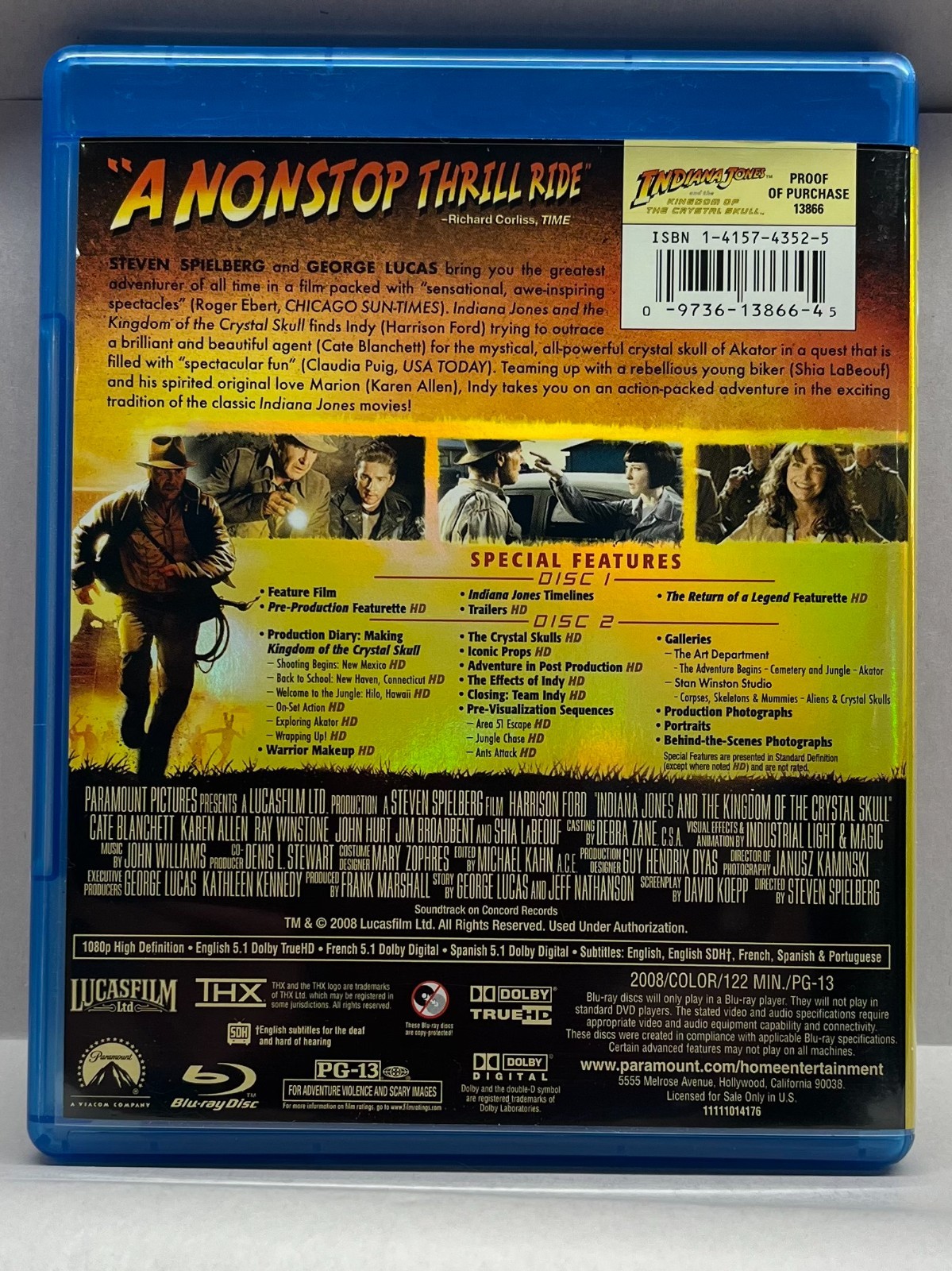 Adventures of Indiana Jones Widescreen 4-DVD Box Set + Blu-Ray Crystal Skull DVD