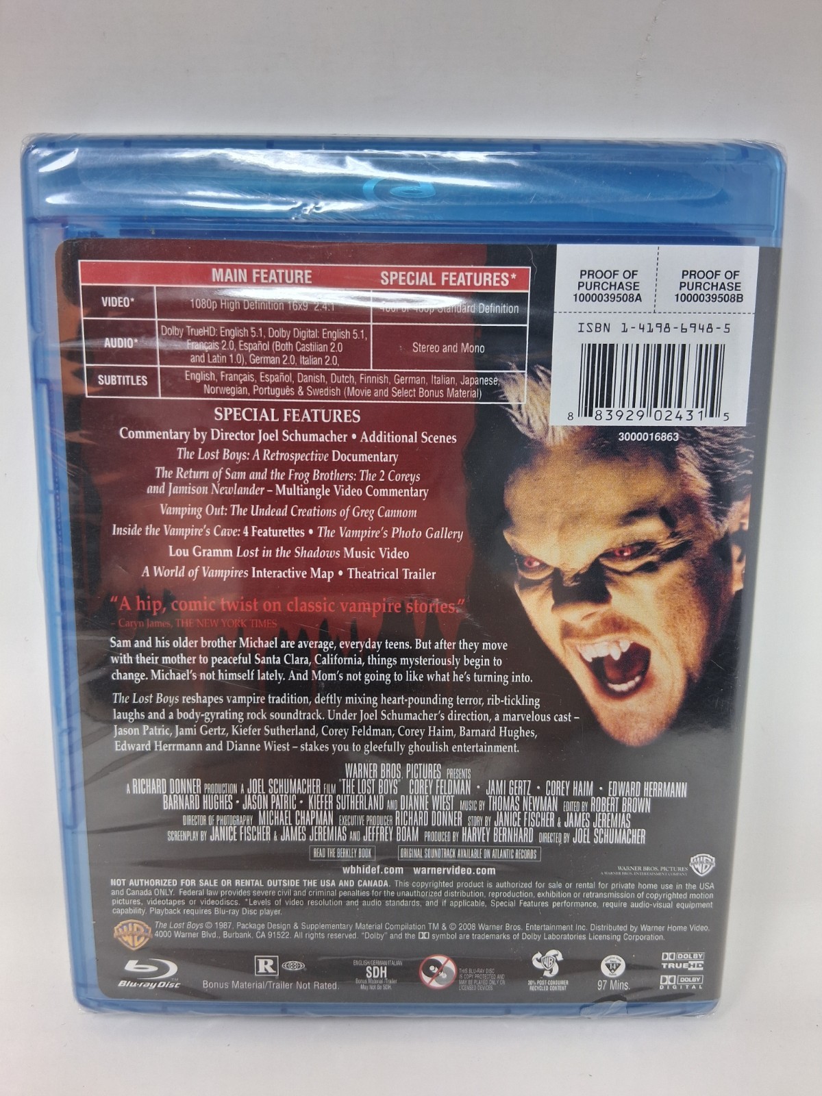 The Lost Boys (Blu-ray Disc, 2008, Special Edition) NEW