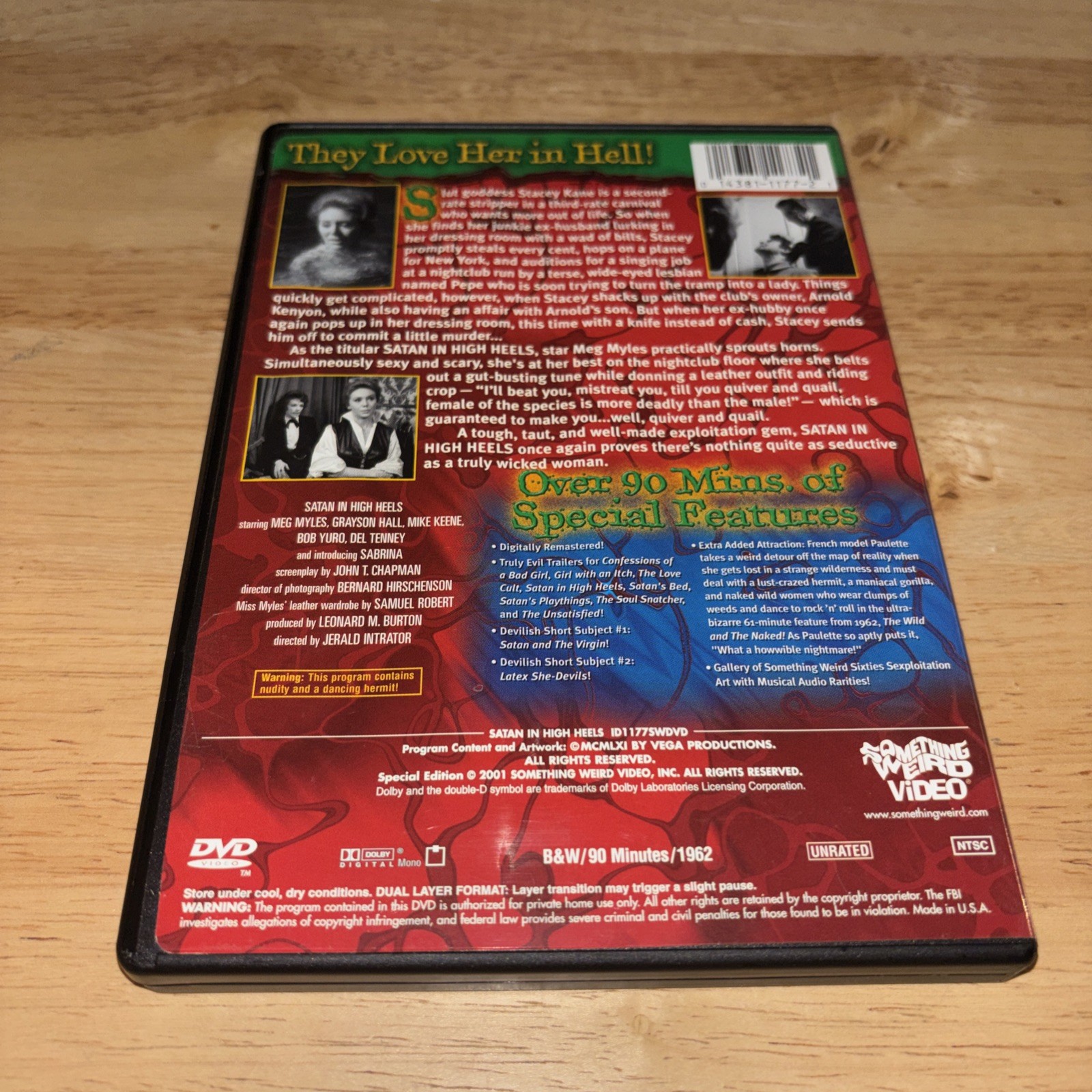 Satan in High Heels 1962 DVD Something Weird Video 90+ Minutes Special Features