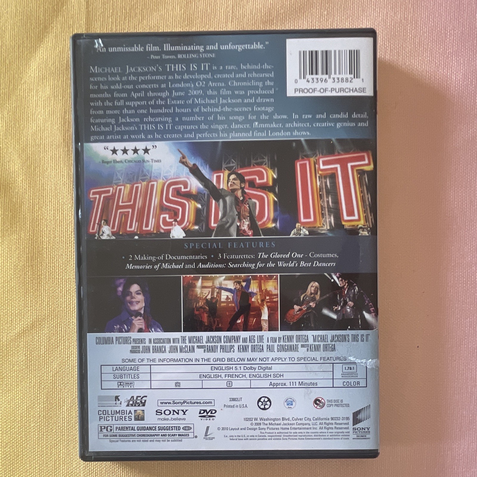Sony Michael Jackson’s This Is It DVD Widescreen PG 2009 111 Min Kenny Ortega