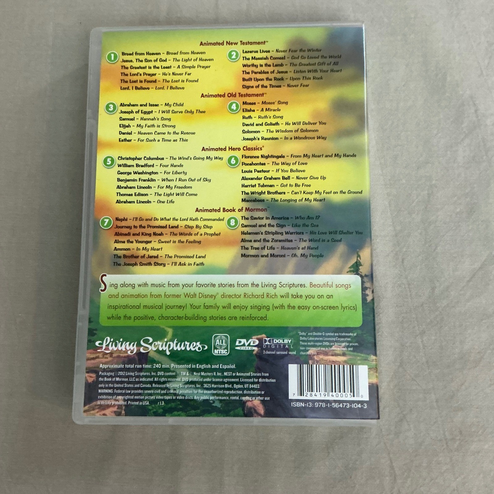 Living Scriptures Sing-Alongs 8 DVD Set 51 Animated Music Videos English Spanish