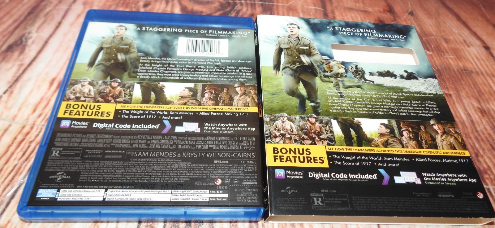 1917 (Blu-ray + DVD , 2019) Valid Digital Code with Slipcover