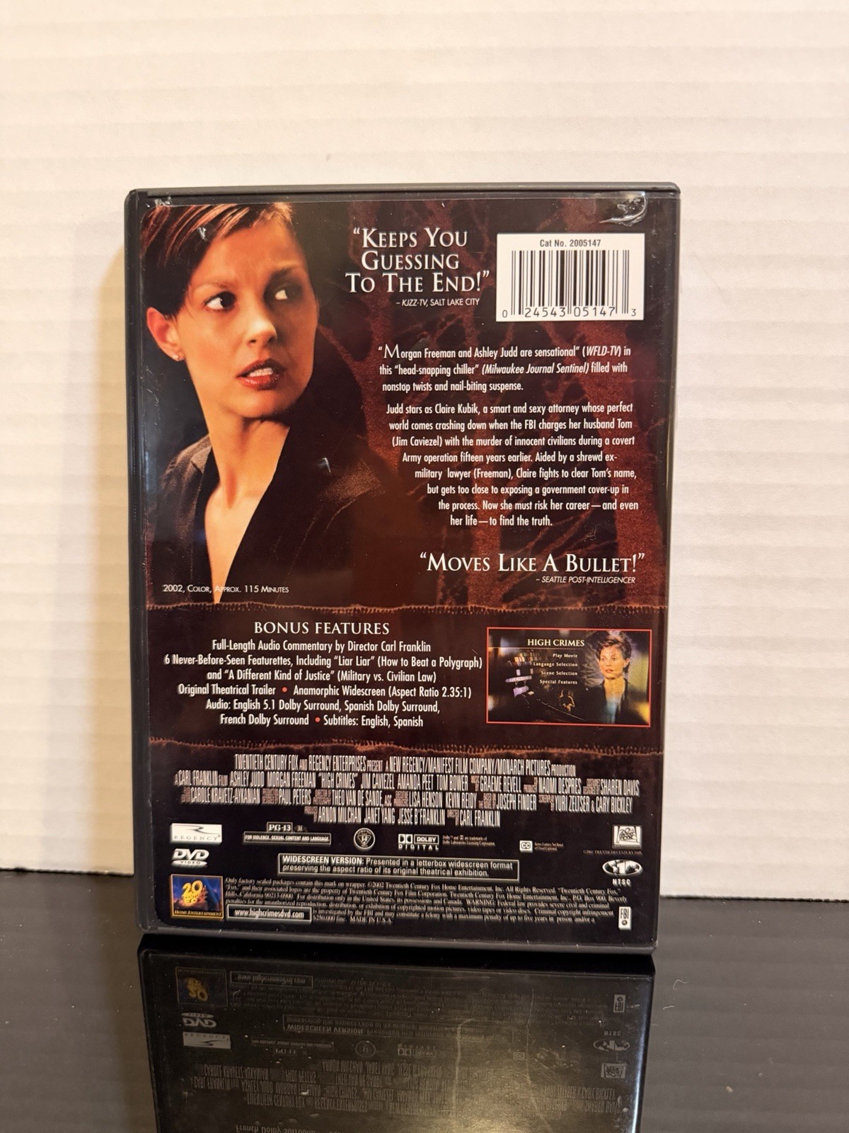 High Crimes DVD Widescreen PG-13 2002 Ashley Judd Morgan Freeman 115 Min