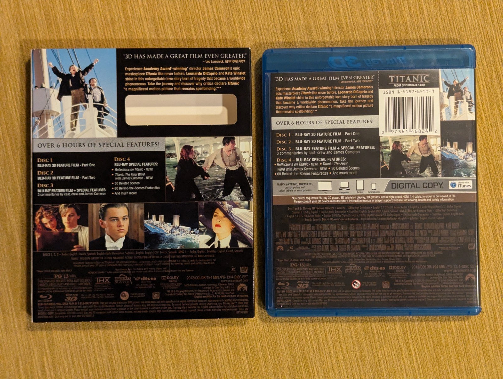 Titanic 3D Limited Edition (Blu-ray 3D, 2012, 3-Disc Set) w/ Slipcover (No 2D)