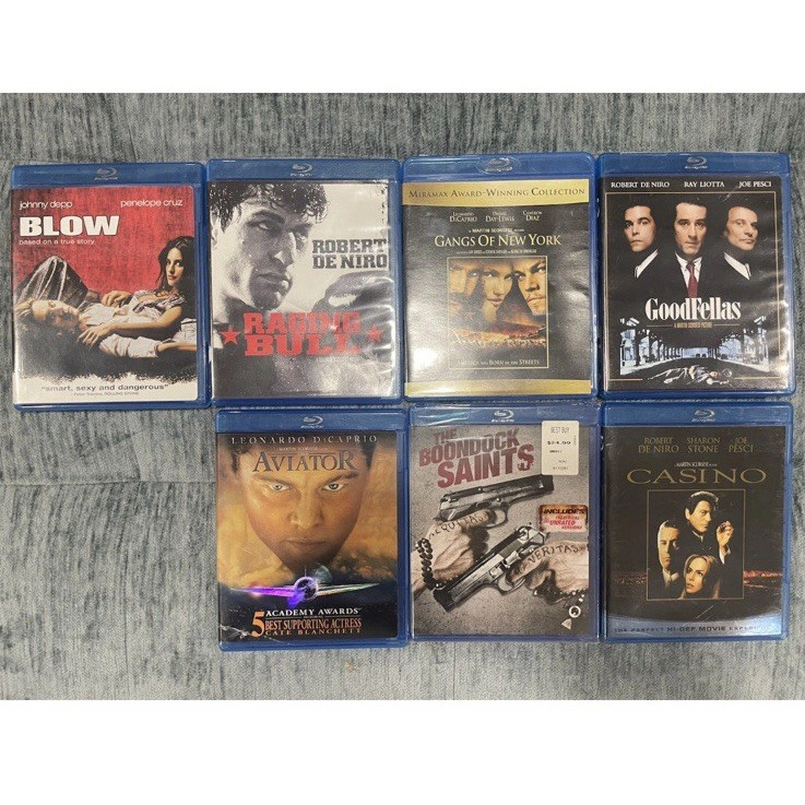 7 Blu Rays – Goodfellas, Casino, Raging Bull, Blow, Gangs of New York, and more