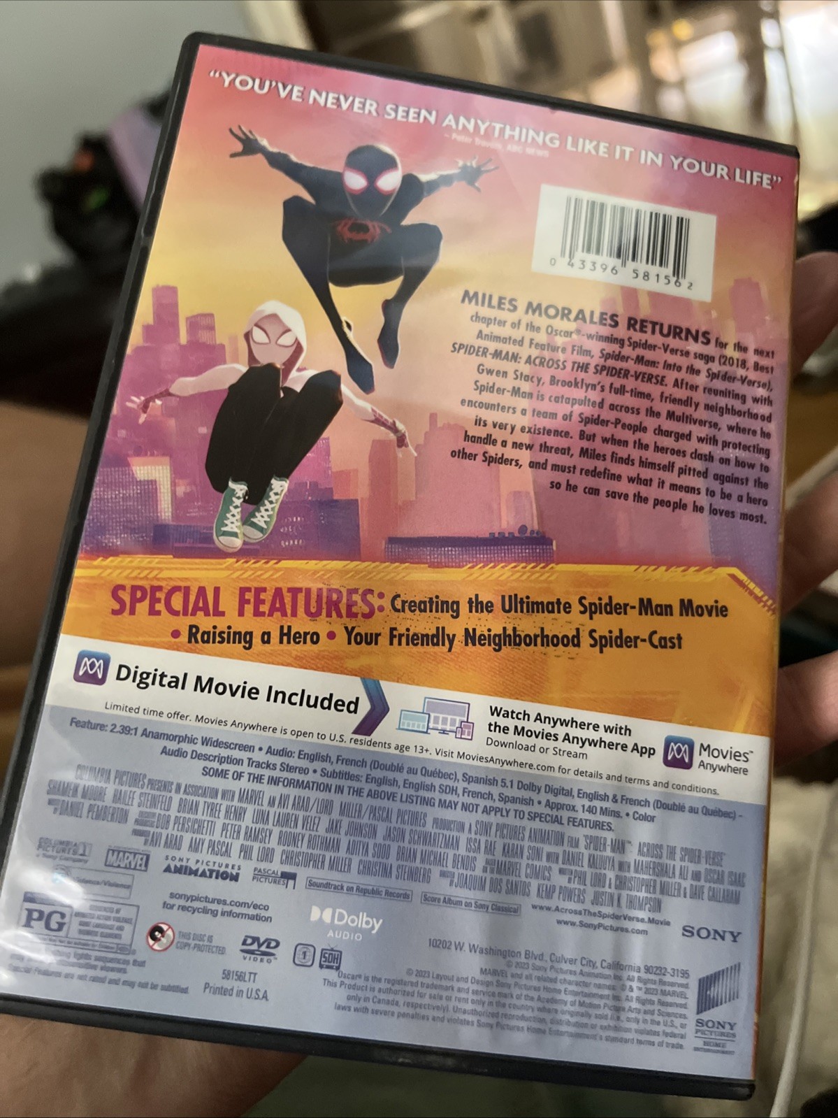 Spider-Man: Across the Spider-Verse (DVD + Digital Code, 2023) Shameik Moore
