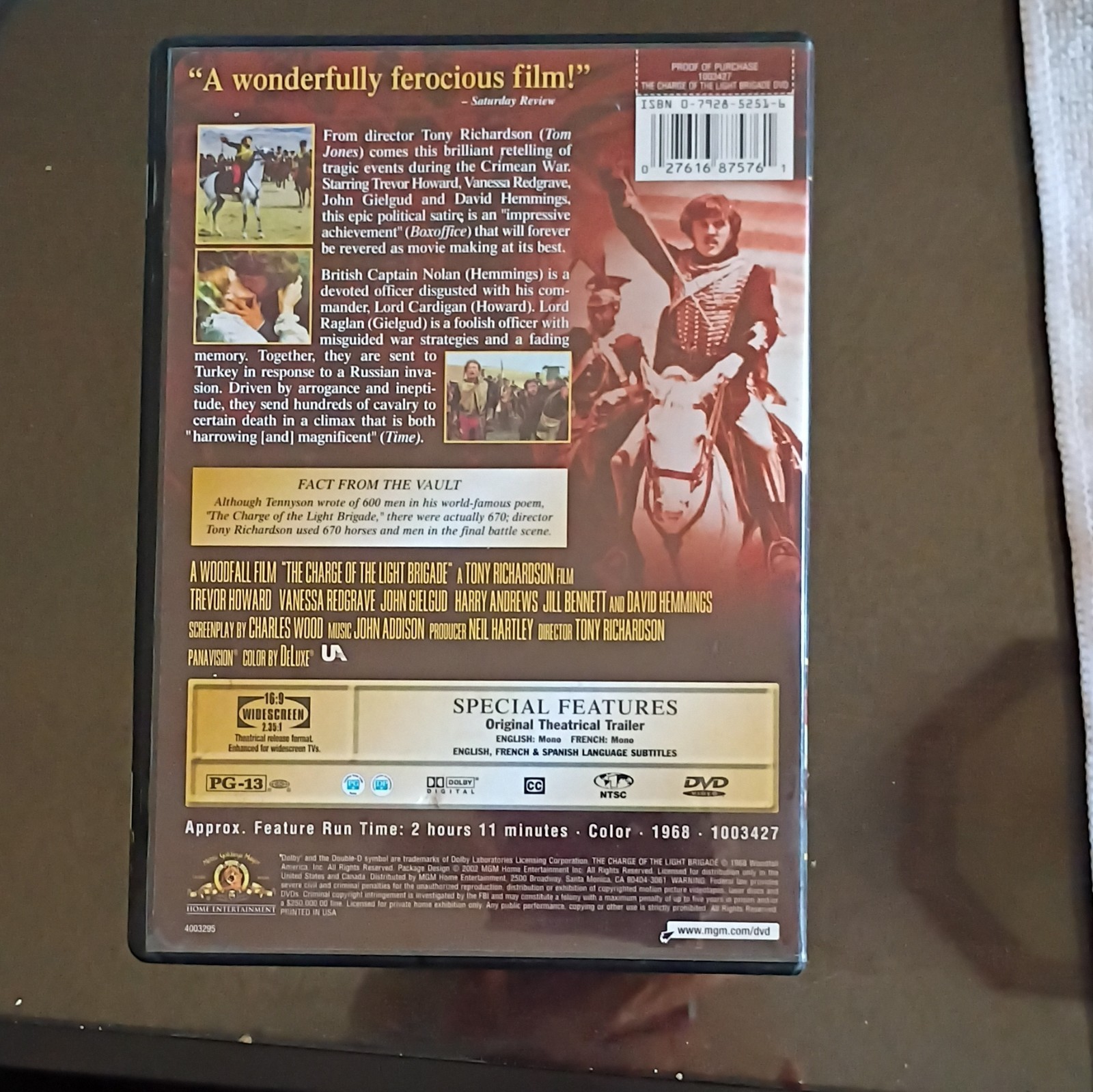 MGM The Charge of the Light Brigade DVD 1968 PG-13 Widescreen Subs 131 Min