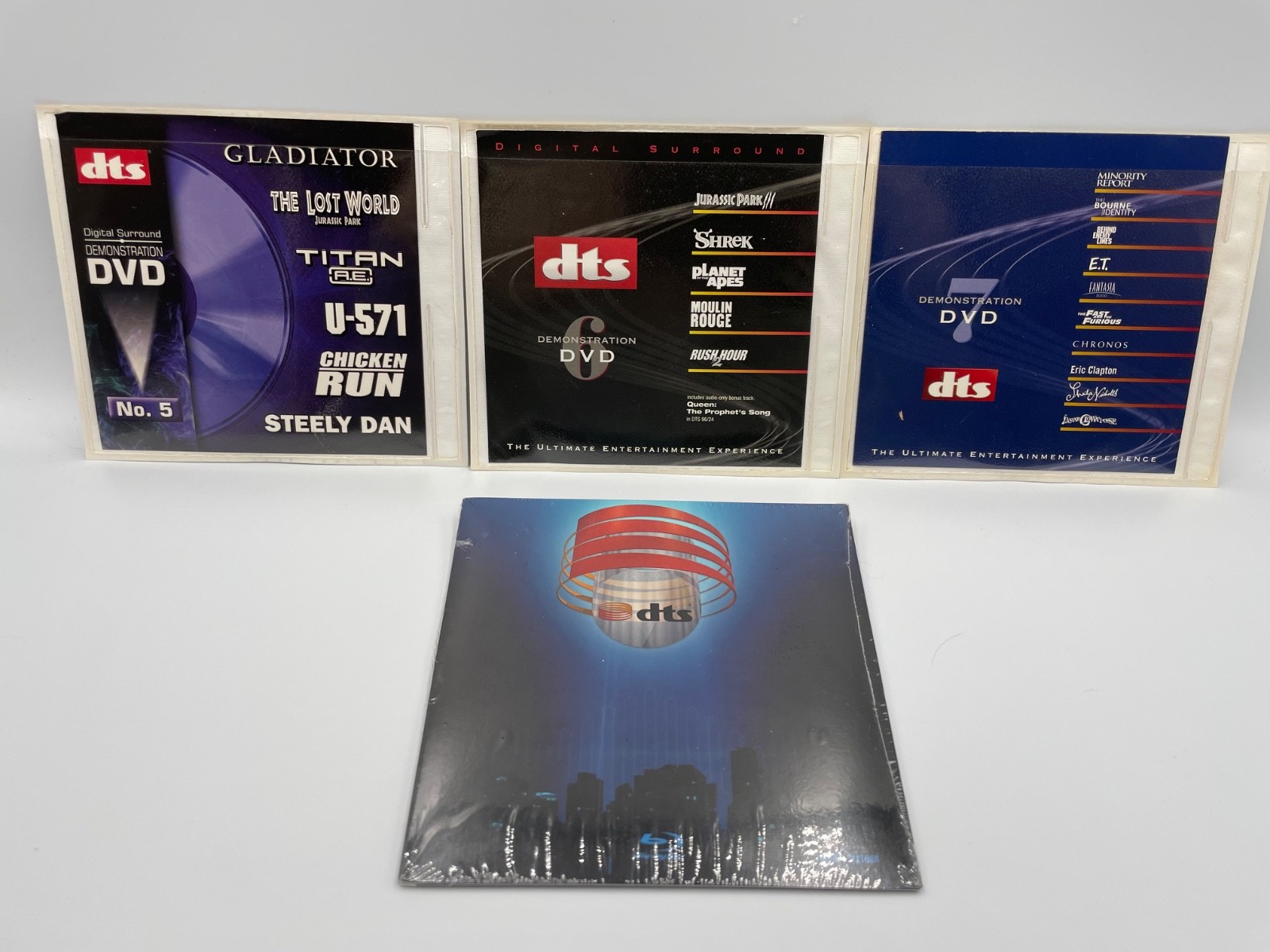 DTS DEMONSTRATION DISCS #5, 6, 7 & VOLUME 16 – MOVIES, 3D & MUSIC SAMPLERS