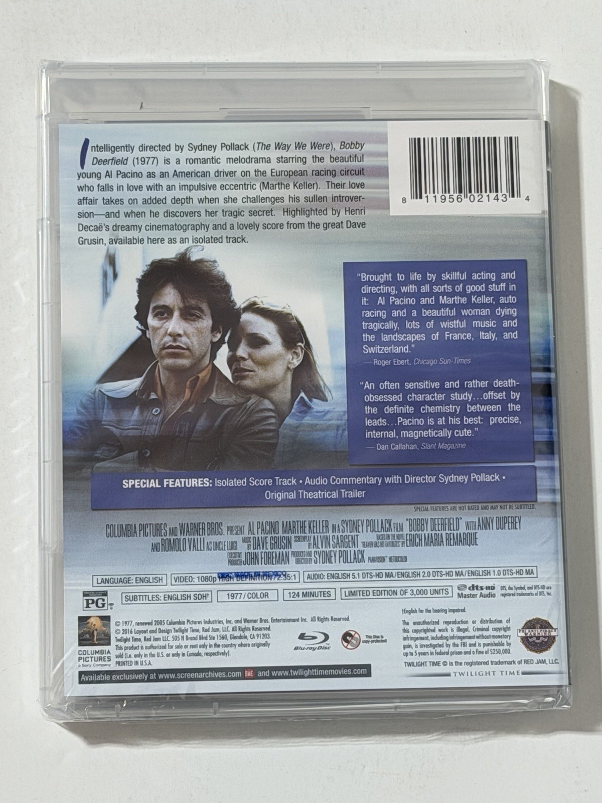 Bobby Deerfield 1977 Blu Ray Twilight Time Al Pacino Sydney Pollack BRAND NEW