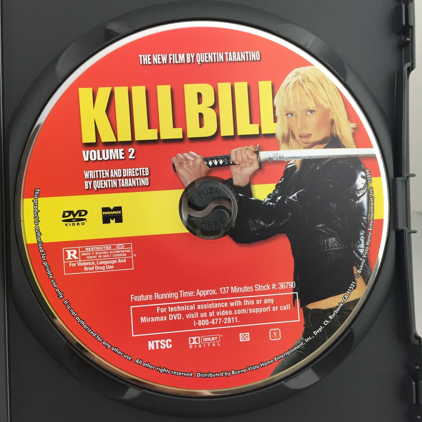 Kill Bill Vol 2 DVD Movie 2004 R 137min Drama Action Quentin Tarantino Thurman