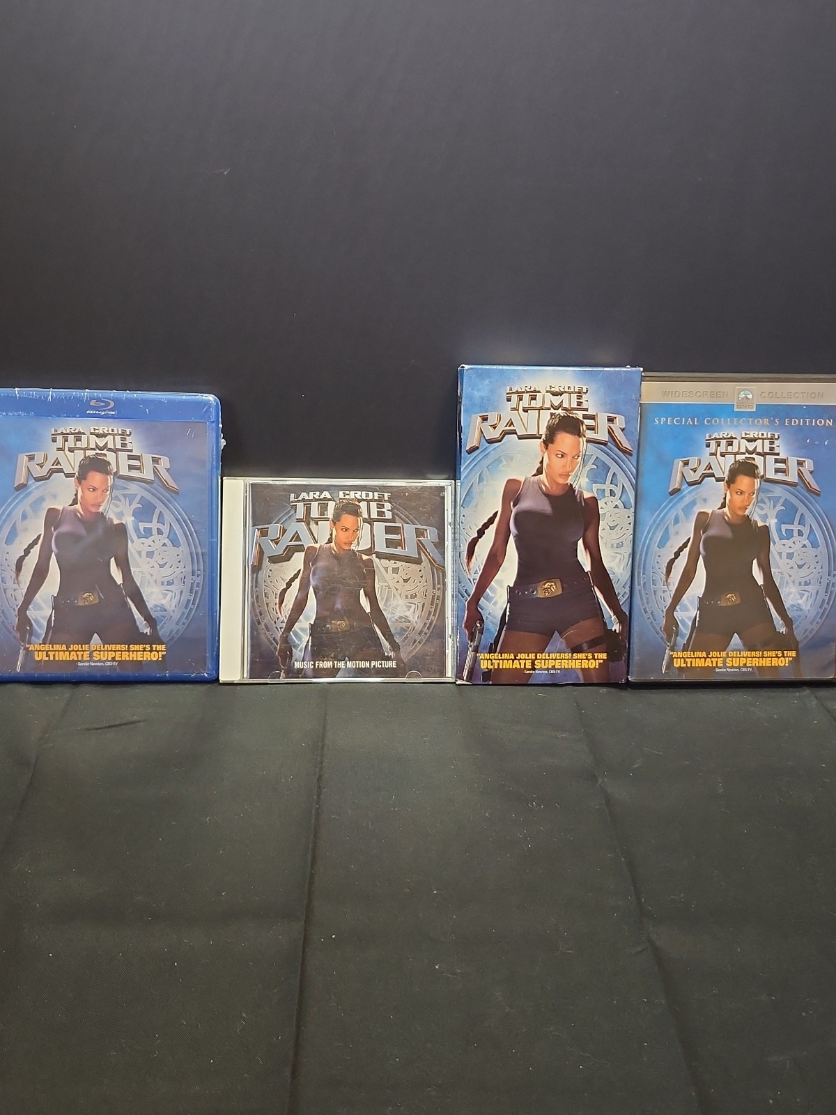 Lara Croft: Tomb Raider Collectors Bundle BLU- RAY. VHS. DVD. And Soundtrack Cd