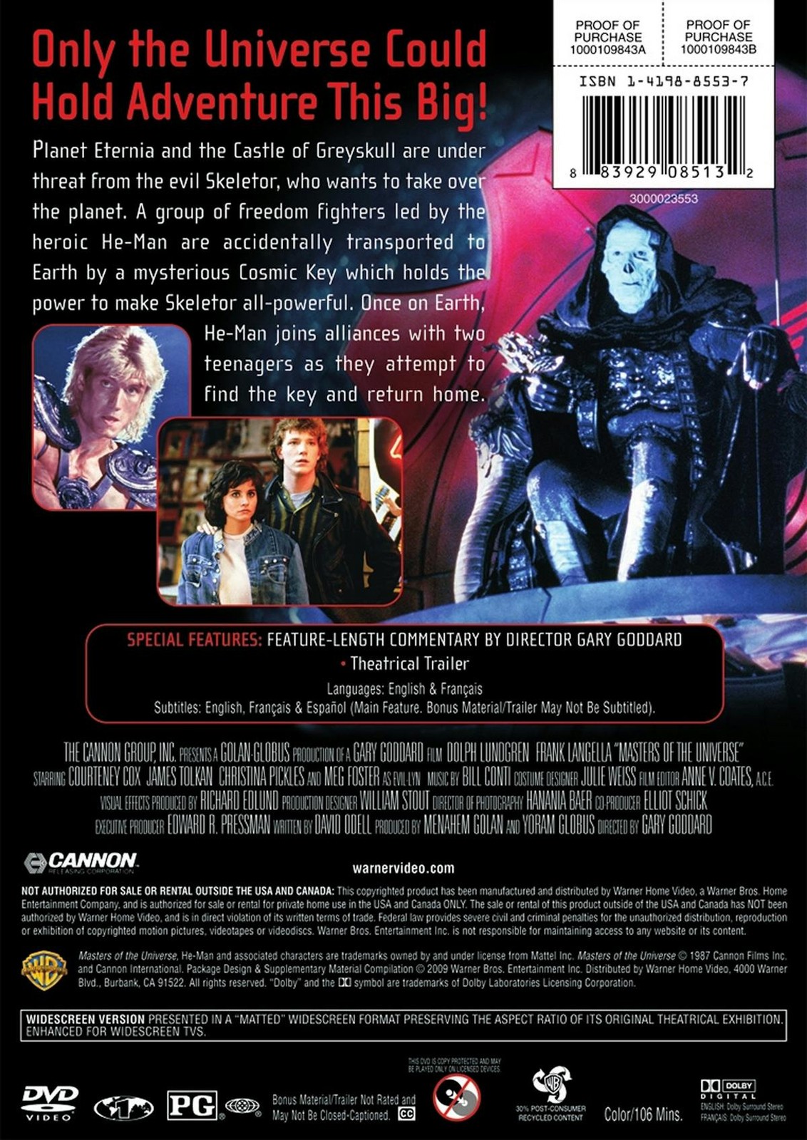 Masters of the Universe DVD Dolph Lundgren NEW