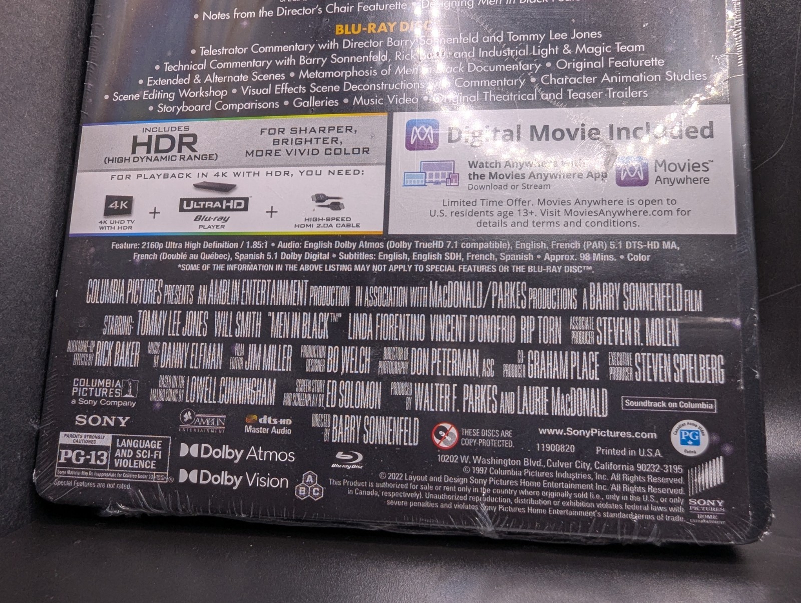 Men in Black 25th Anniversary Steelbook 4K UHD Blu-ray W/Digital Code 1997 NEW