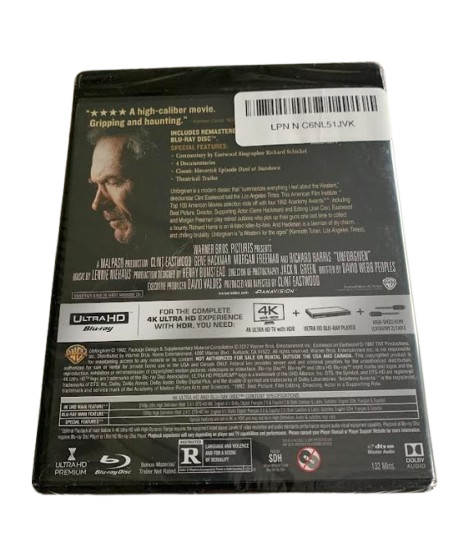 Unforgiven 4K UHD Blu-ray Clint Eastwood Gene Hackman Morgan Freeman Harris