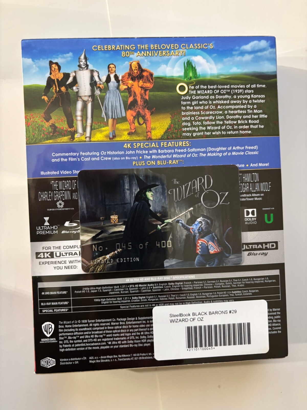 The Wizard Of Oz 4K FilmArena Black Barons Steelbook Lenticular Slipcover