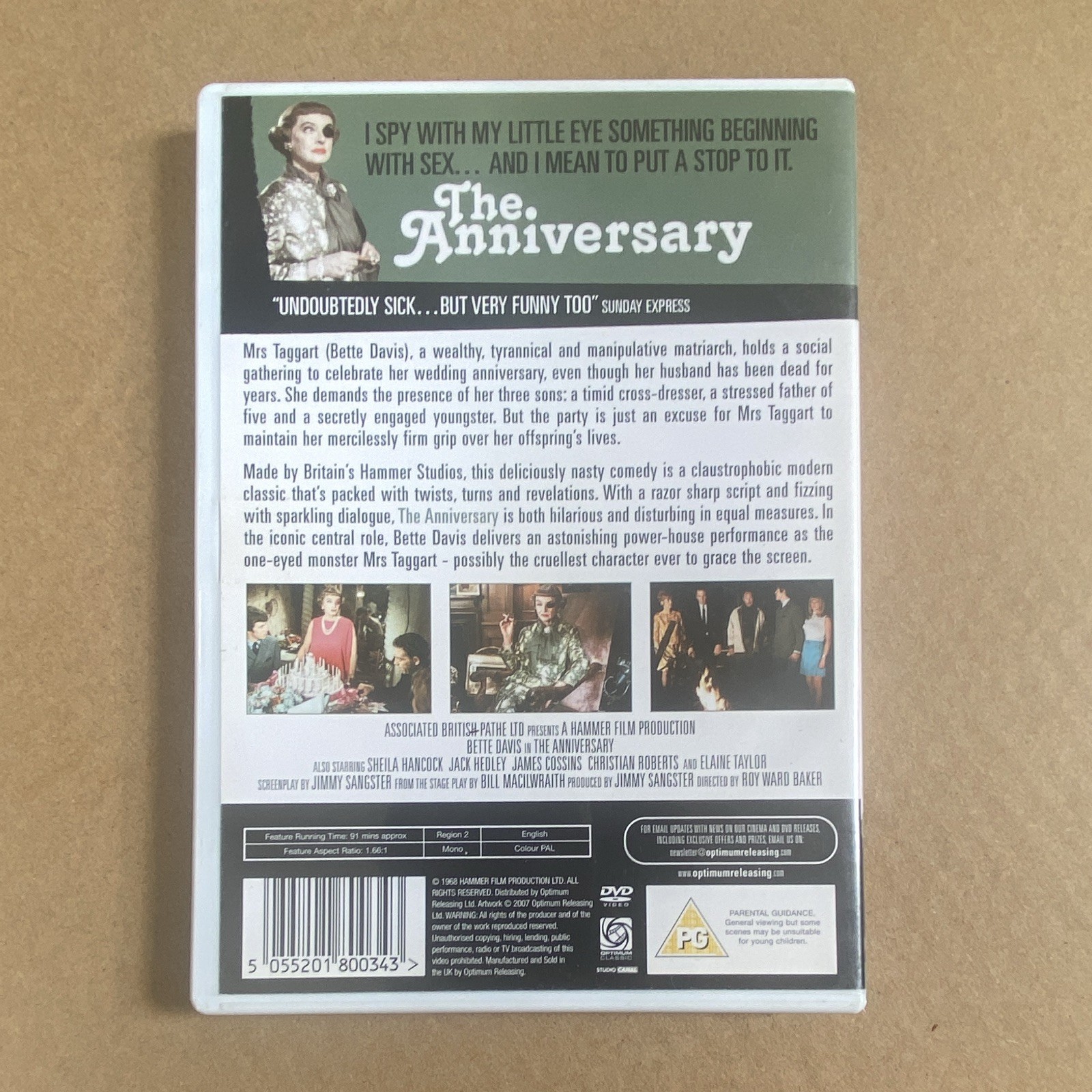 StudioCanal The Anniversary DVD Bette Davis Widescreen PG Region 2 91min