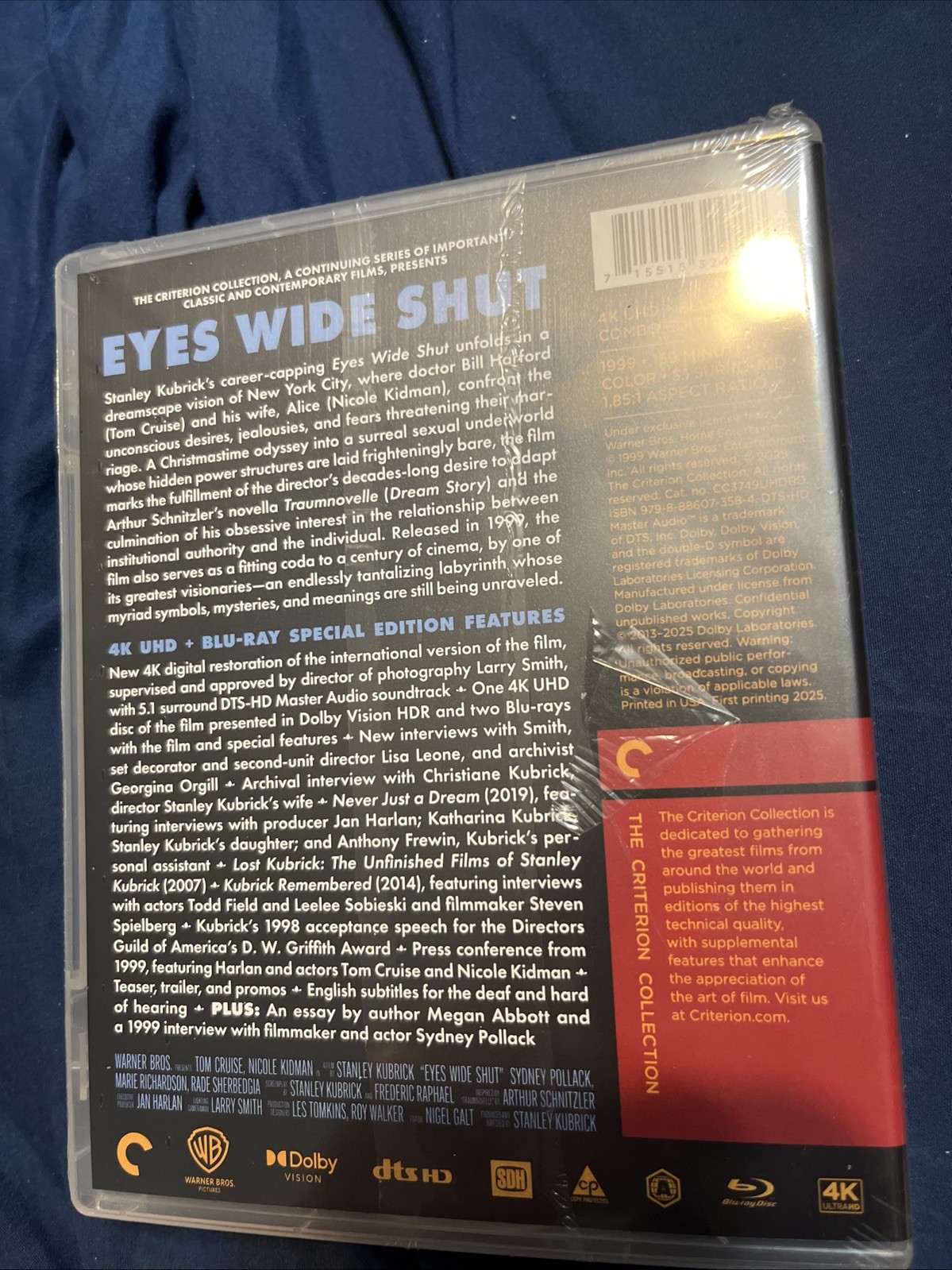 Eyes Wide Shut (4K UHD/Blu-ray, 1999) Criterion Collection #1290 NEW Kubrick