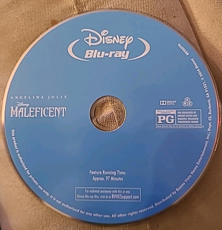 Maleficent (Blu-ray, 2014) Blu-ray Disc Only, No Case. Like New