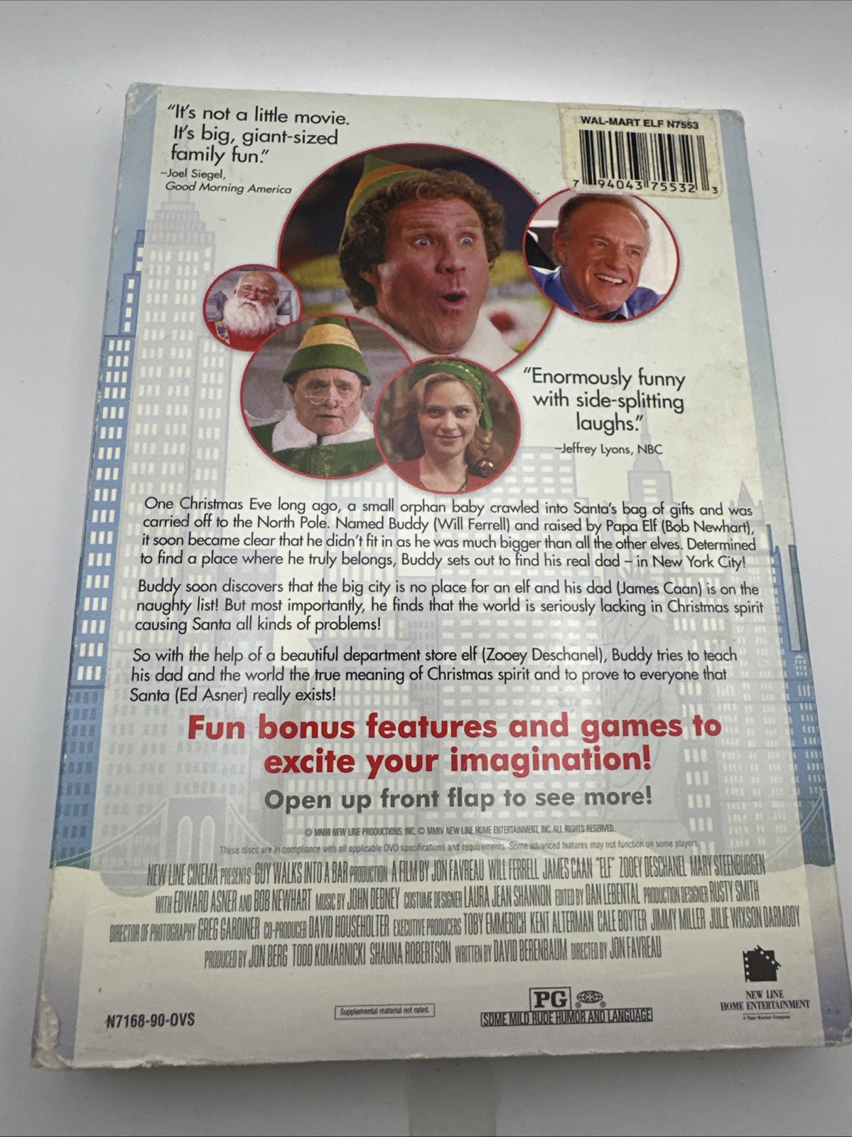 Elf (DVD, 2003, 2-Disc) Will Ferrell, James Caan – With Slipcover.
