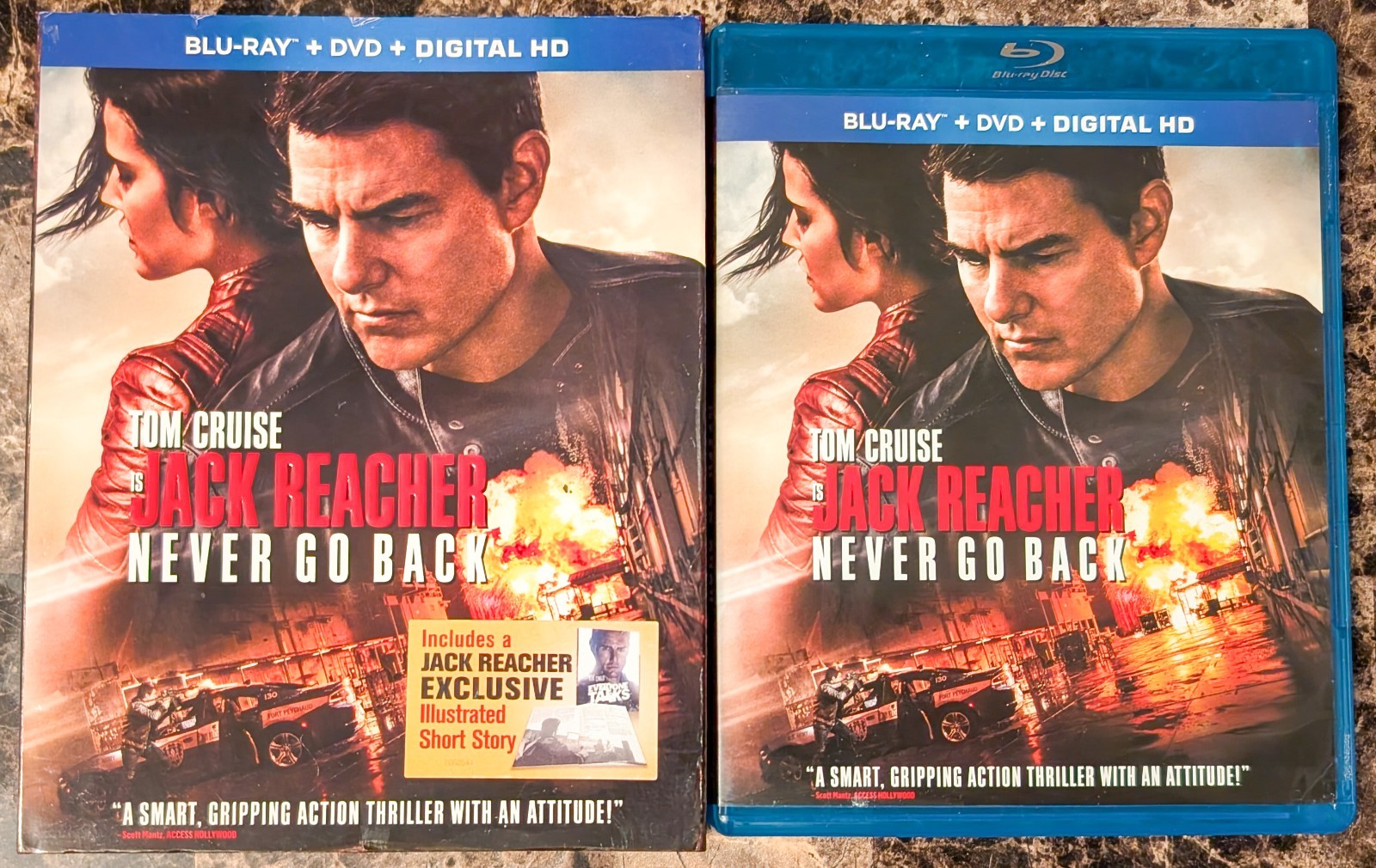 Jack Reacher 2: Never Go Back (Blu-ray, 2016, w Slipcover) Tom Cruise