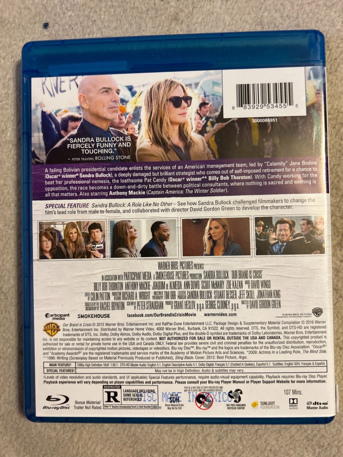 Our Brand Is Crisis Blu-ray 2015 Sandra Bullock Billy Bob Thornton Politics