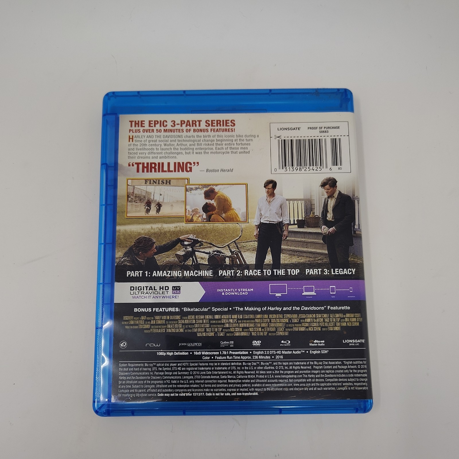 Harley and the Davidsons (Blu-ray + DVD, 4-disc, 2016) TV Mini-Series New Sealed