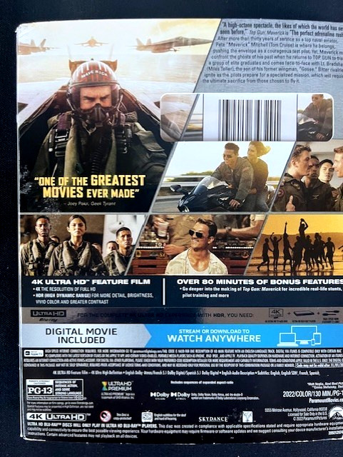 TOP GUN: MAVERICK-2022 4K Ultra HD-Digital W/ Slip & 80 Min of Features NEW