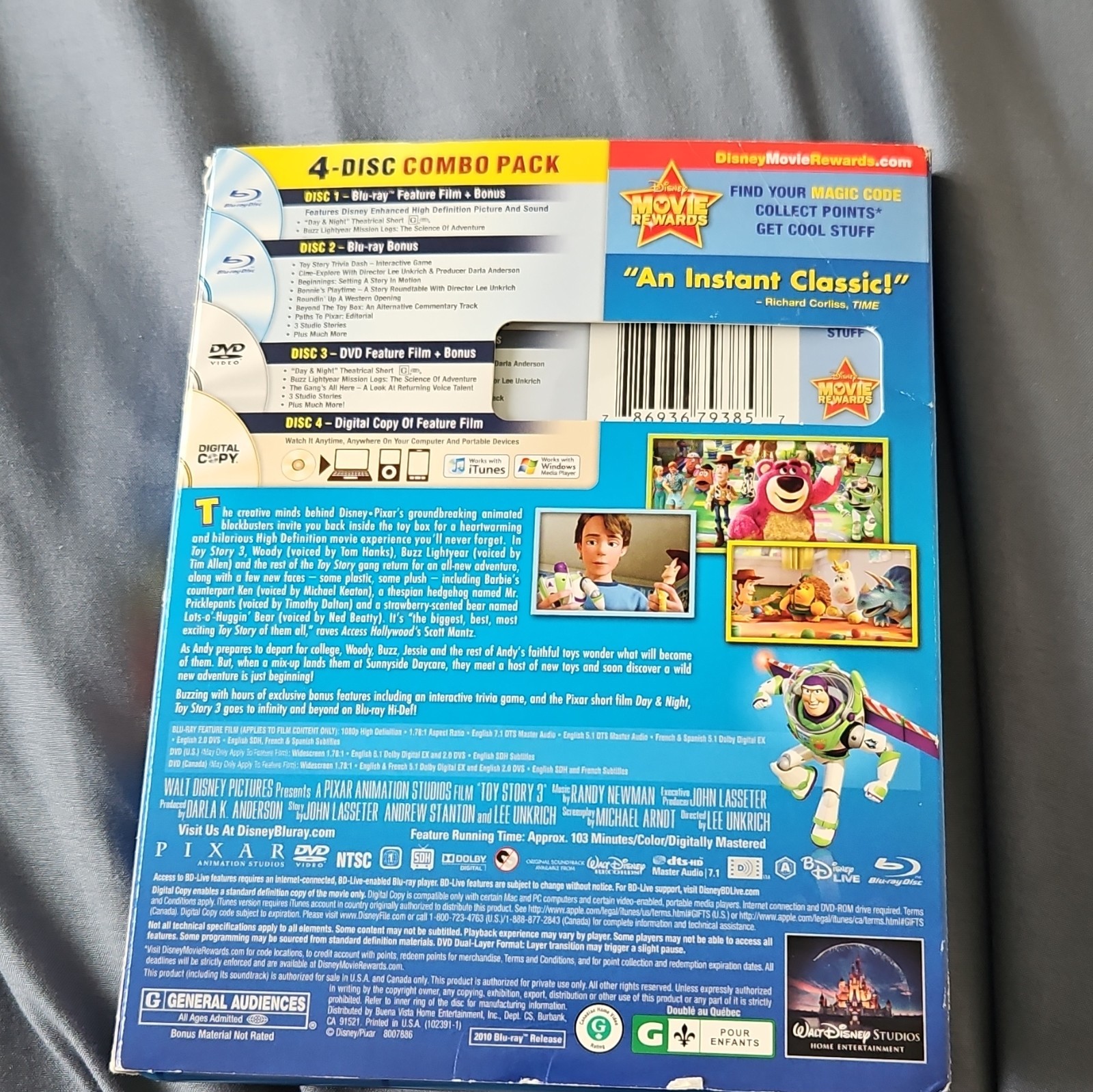 Walt Disney Studios Toy Story 3 Blu-ray/DVD 4-Disc Digital Copy G 2010 NTSC